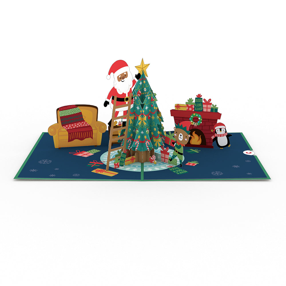 Santa Decorating a Christmas Tree Pop-Up Card、mySite、solidvoid