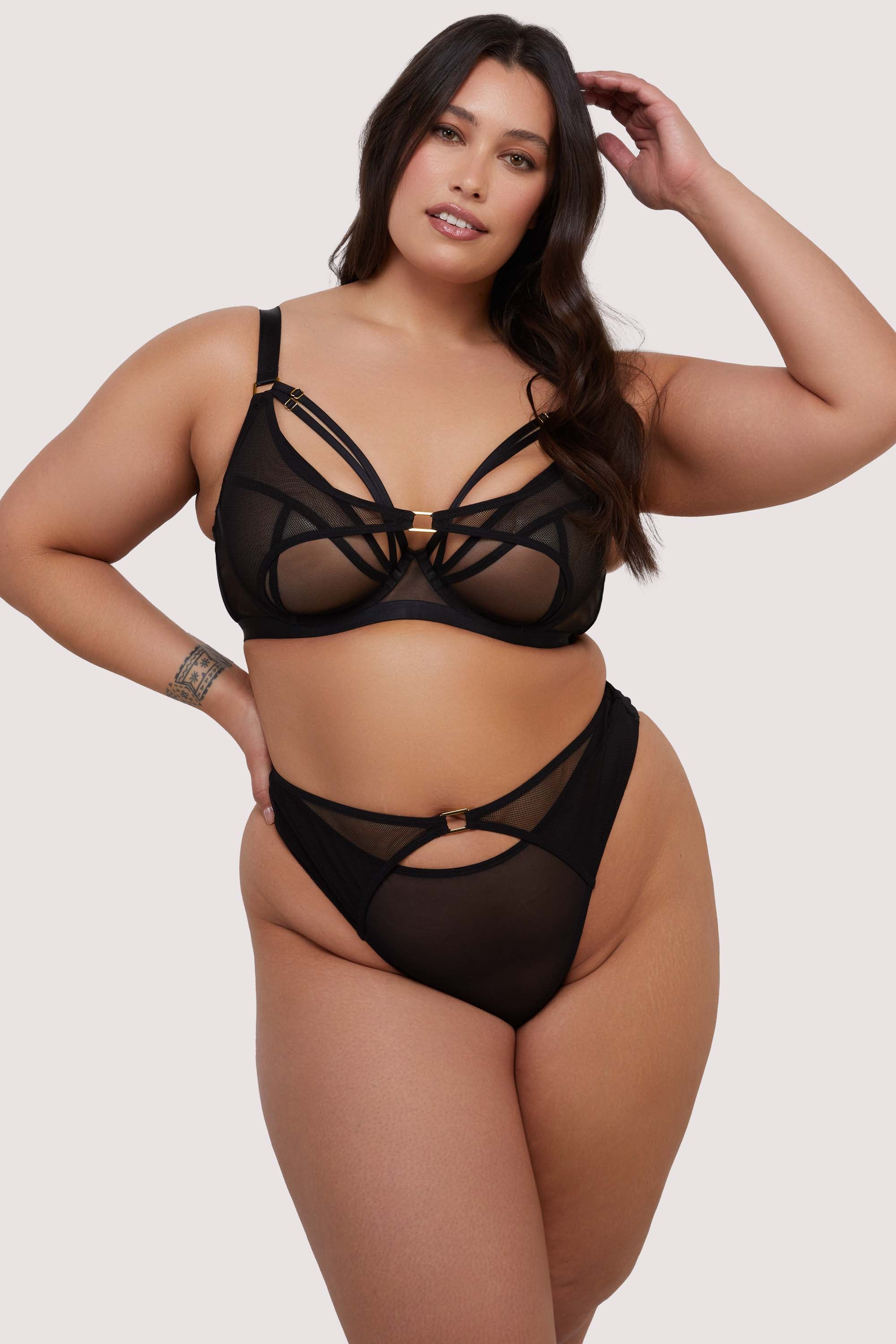 Holland Strappy Fishnet and Mesh Plunge Bra、mySite、bengalsvssteelers