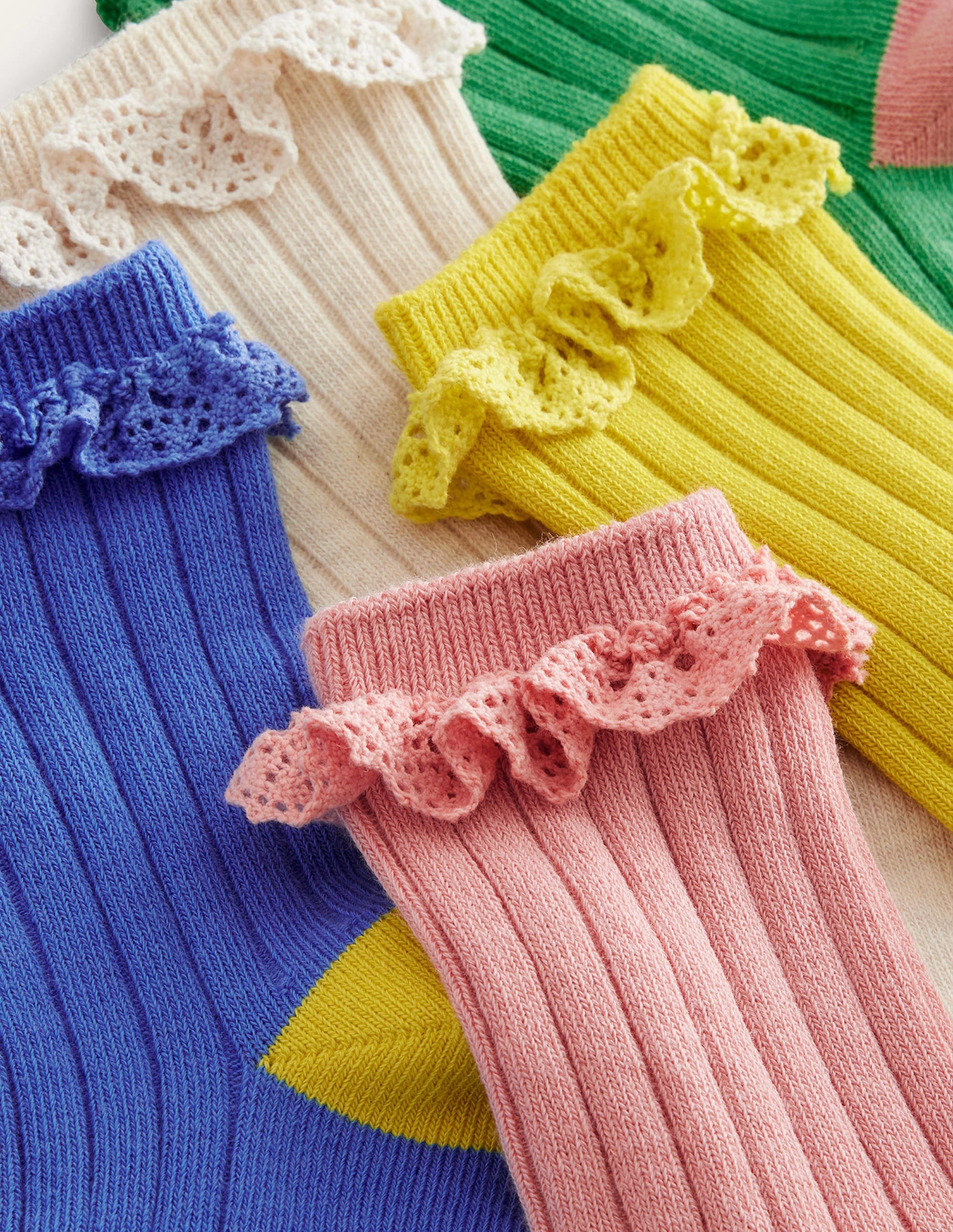  Ribbed Frilly Socks 5 Pack-Multi Pastel、mySite、ashleygrahame