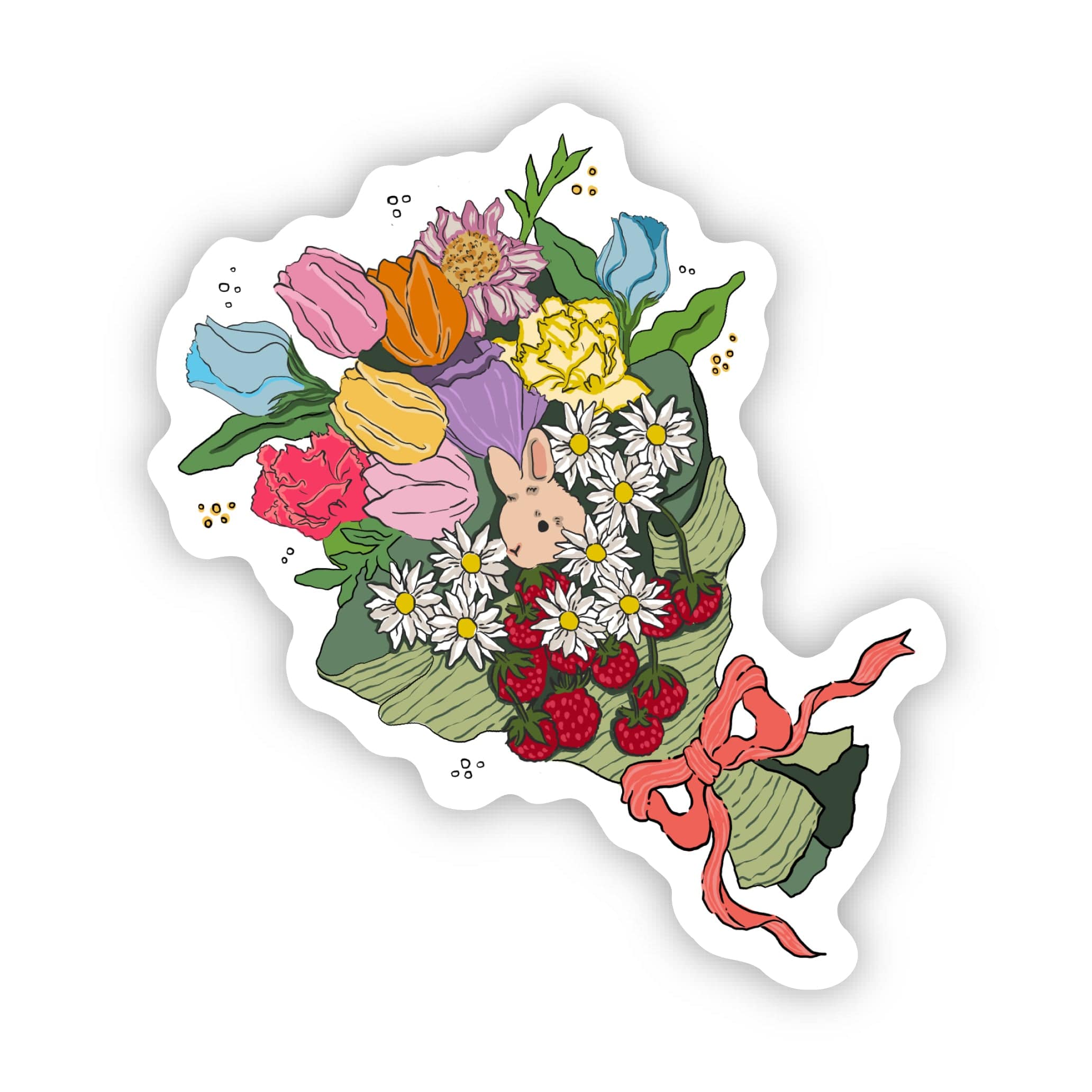  Spring Flower Bunny Bouquet Sticker、mySite、ghnorth