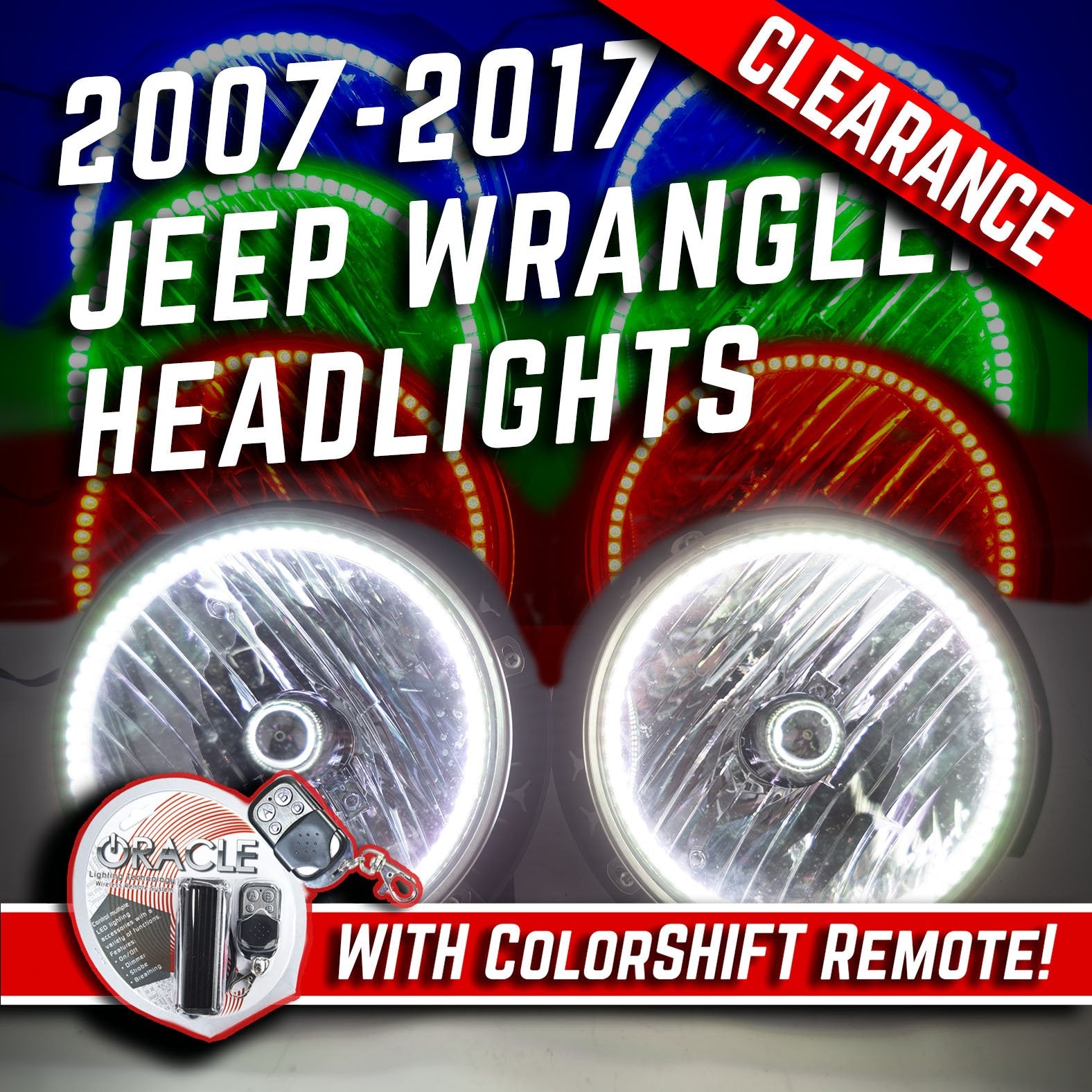 2007-16 Jeep Wrangler Headlights - ORACLE ColorSHIFT RGB Halo Kit + 1.0 Remote、mySite、nflplayoffbracketp