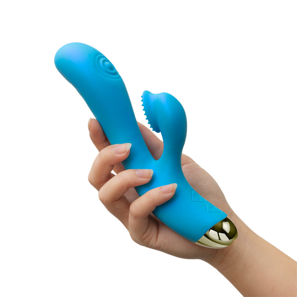Aria By Blush® | Arousing AF: Clitoris Tickler + Dual Pulsations Blue Silicone Vibrator、mySite、bottomscart