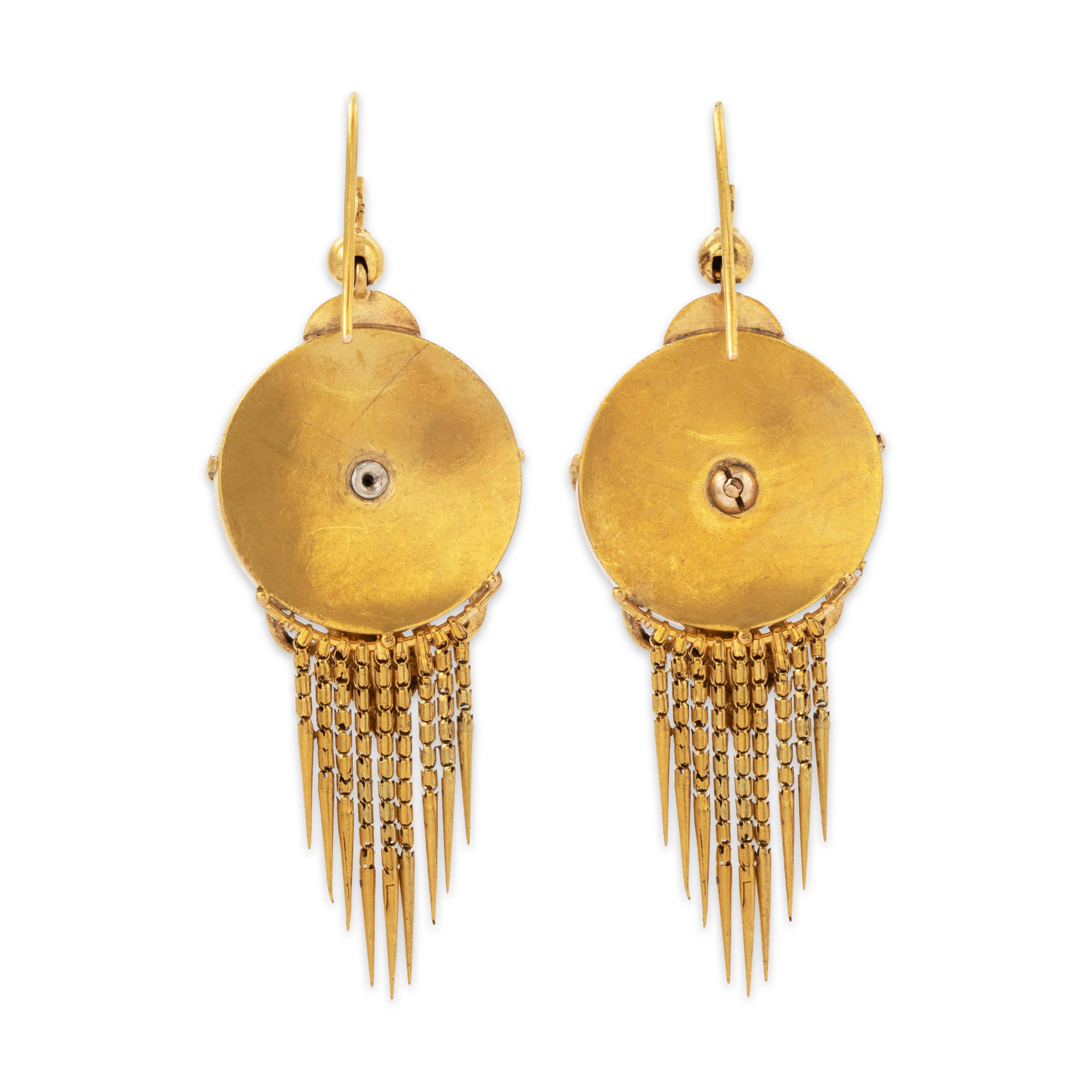 Antique Victorian 14k Yellow Gold 6.24cttw Garnet Pearl Fringed Beauty Earrings、mySite、hinf8tx79