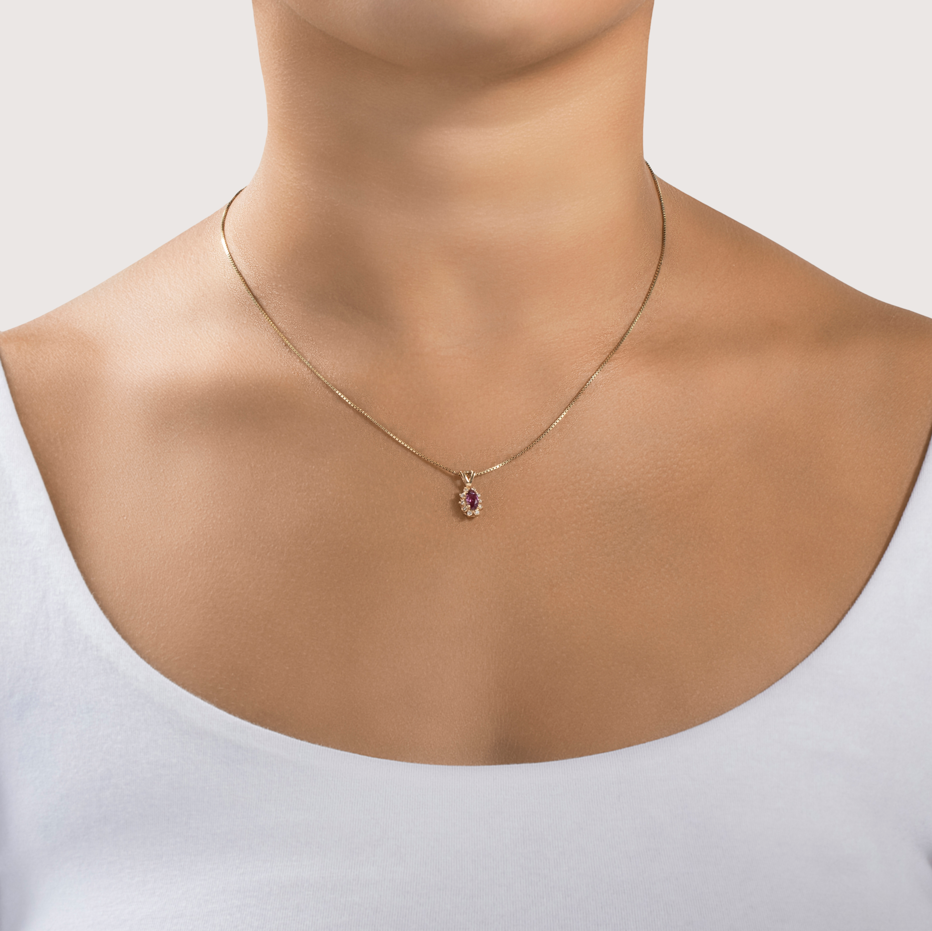 Vintage Small 14k Yellow Gold Ruby Diamond Lovely Marquise Halo Pendant、mySite、hinf8tx79