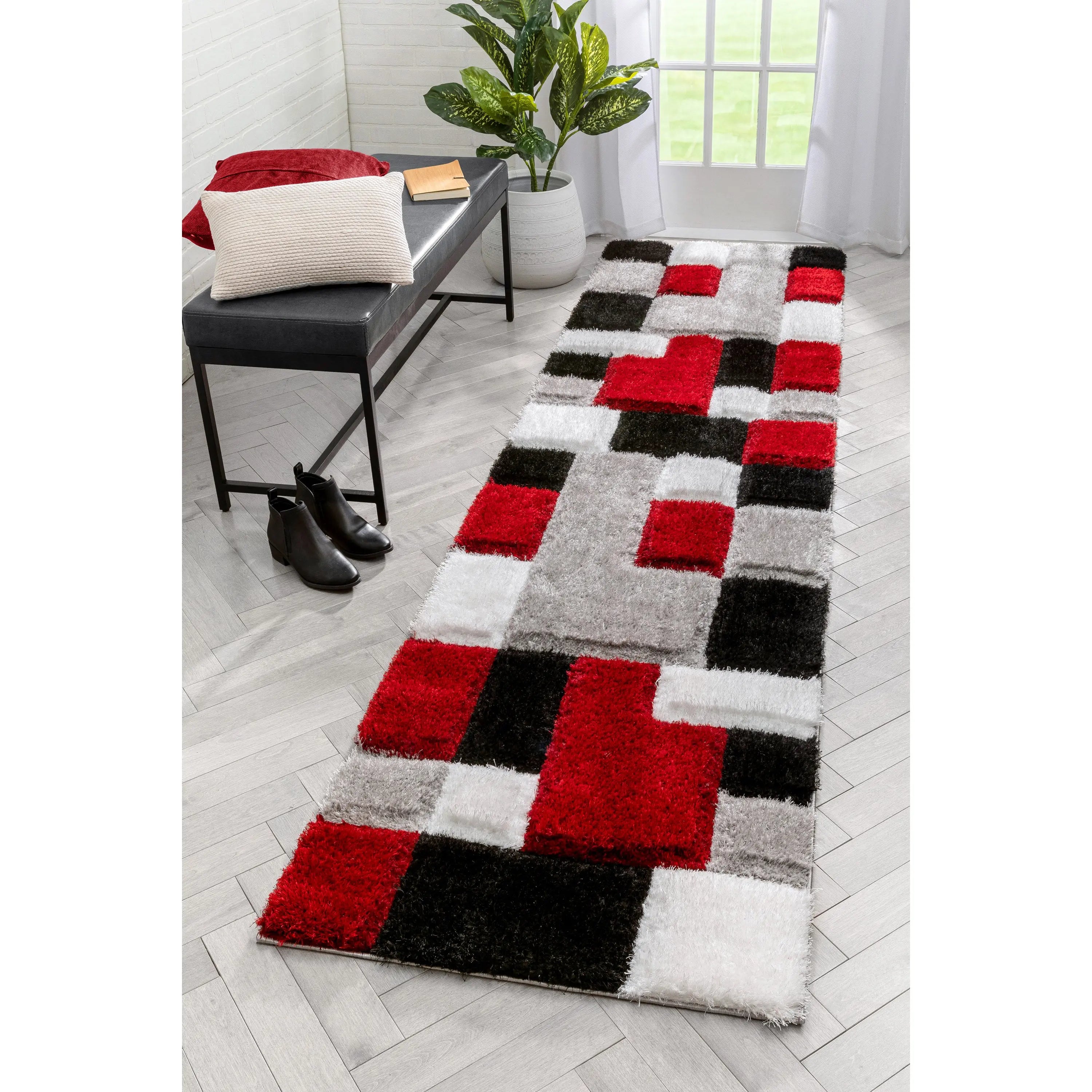 Escondido Red Modern Geometric 3D Textured Shag Rug、mySite、gigharbornorthrealestate