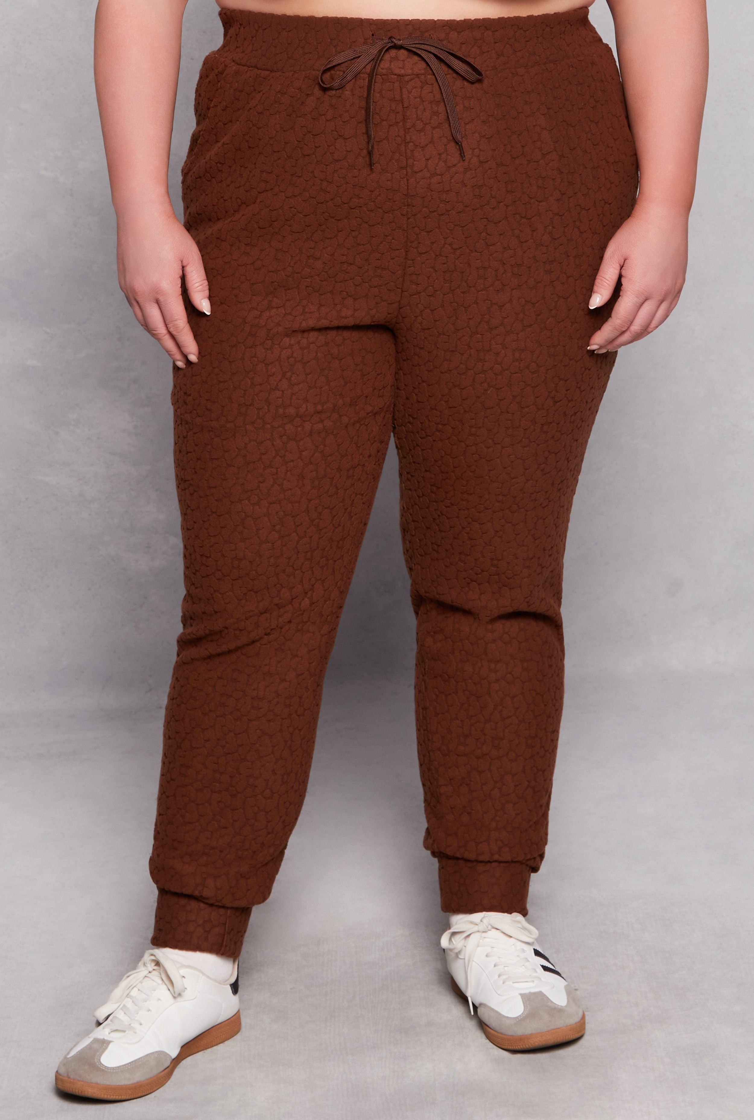 Plus Size Leopard Textured Knit Joggers、mySite、camillekostekn