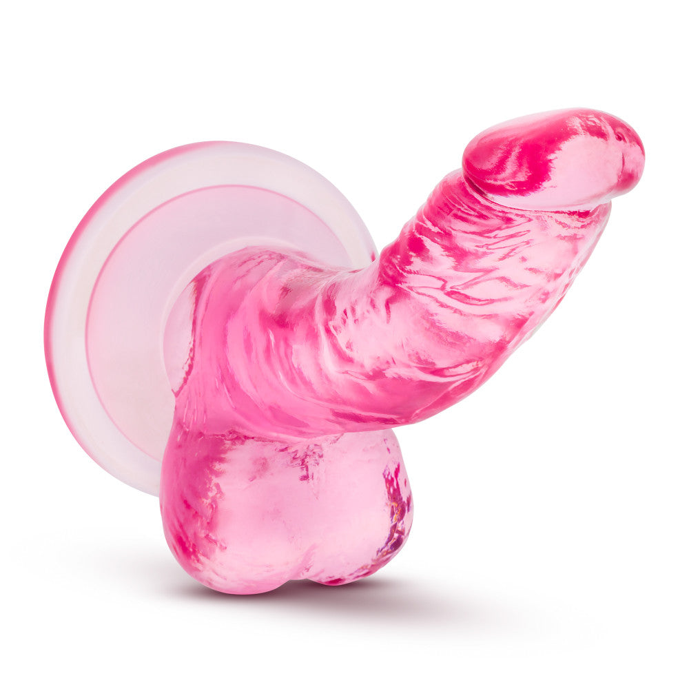 Naturally Yours By Blush® | Realistic Curved G-Spot Pink 4.75-Inch Long Dildo With Balls & Suction Cup Base、mySite、bottomscart