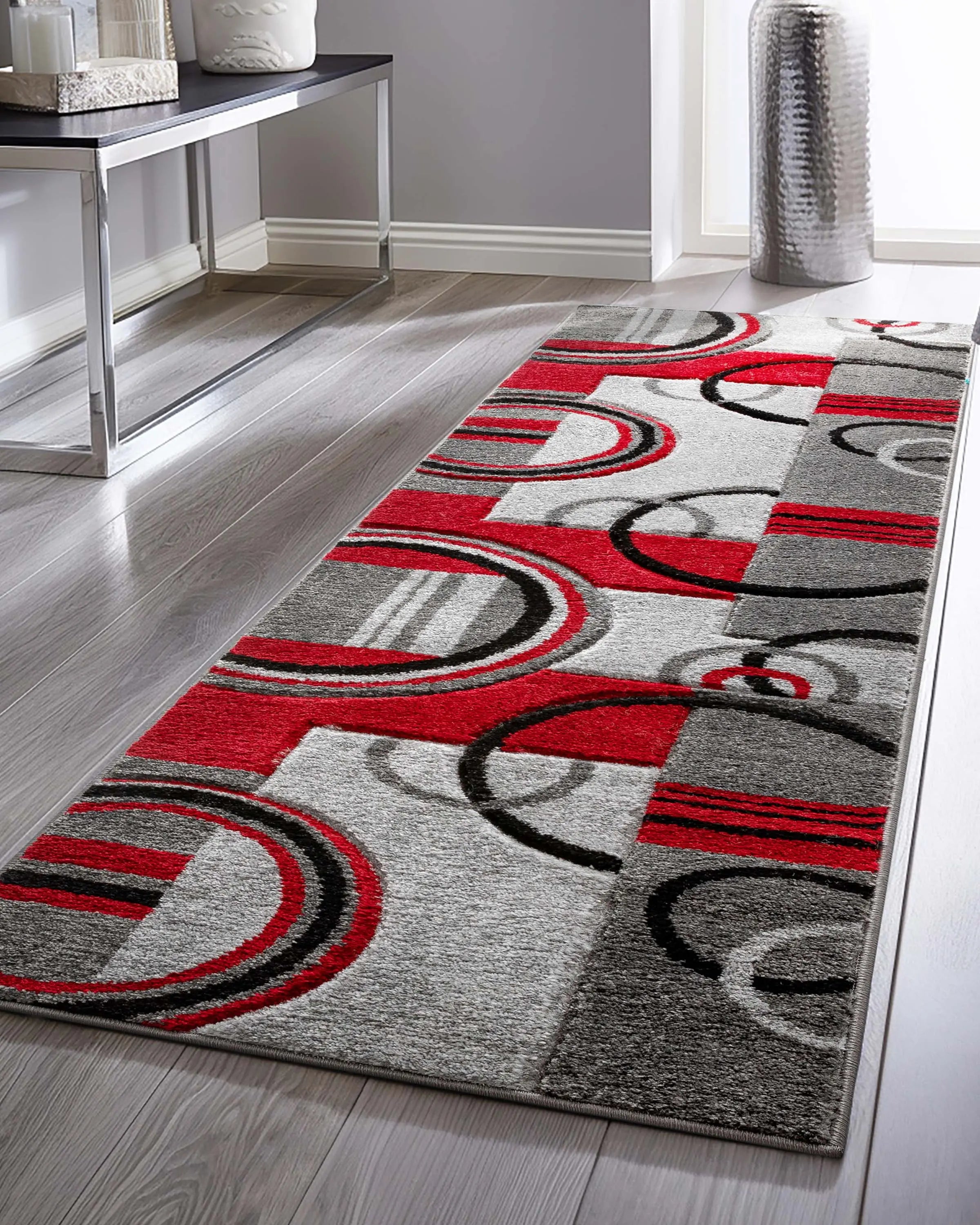 Galaxy Waves Grey Red Modern Geometric Rug、mySite、gigharbornorthrealestate