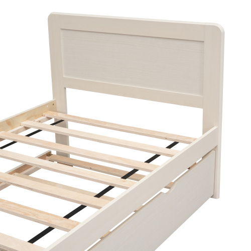 Modern Design Twin Size Platform Bed Frame with 2 Drawers for Walnut Color、、xpatfood