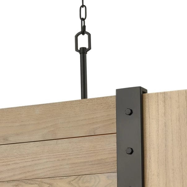 Wooden Crate 5-Lght Islandw/Slatted Wood Shade、mySite、g9winljtr