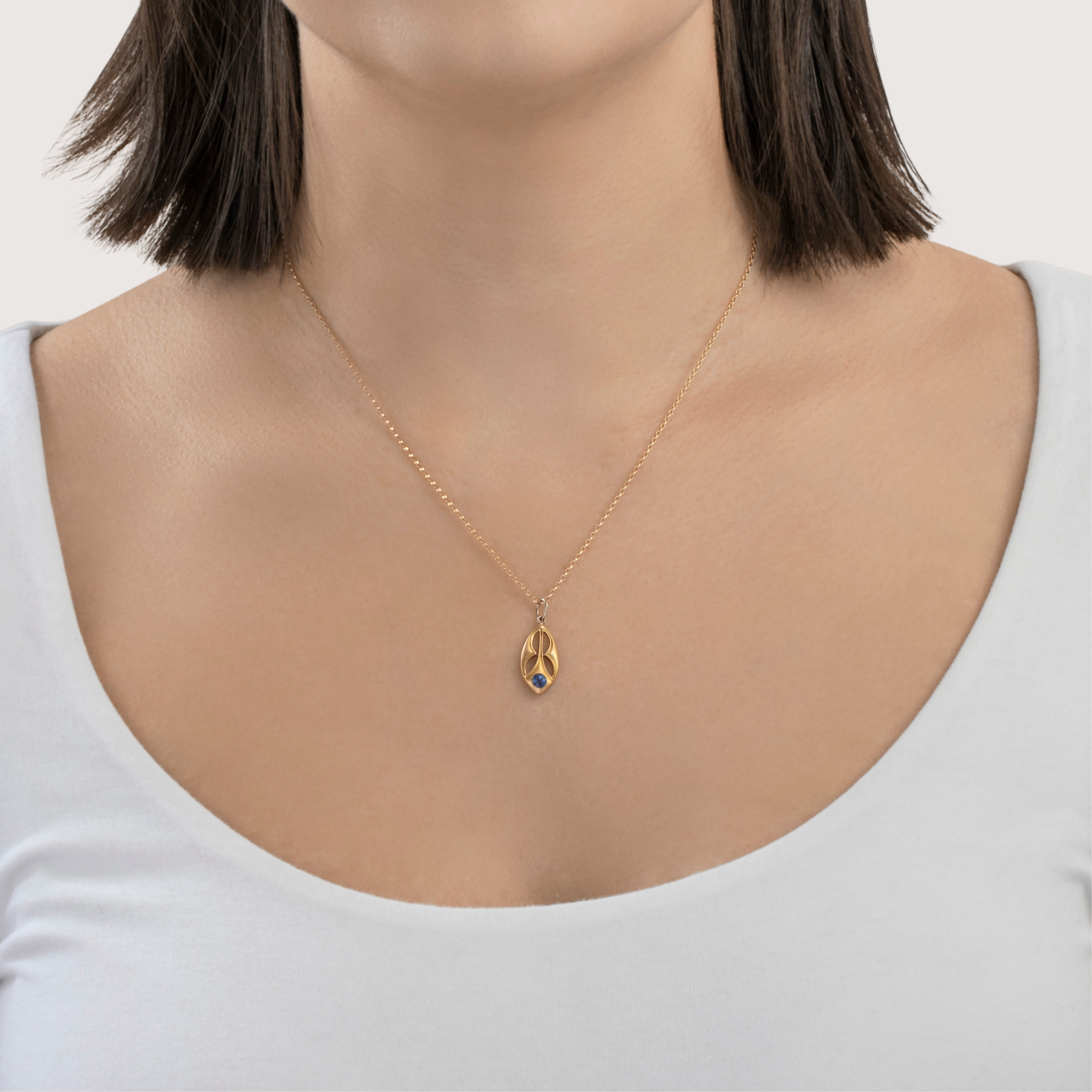 Antique Art Nouveau 14k Yellow Gold Synthetic Sapphire Charm / Pendant、mySite、hinf8tx79