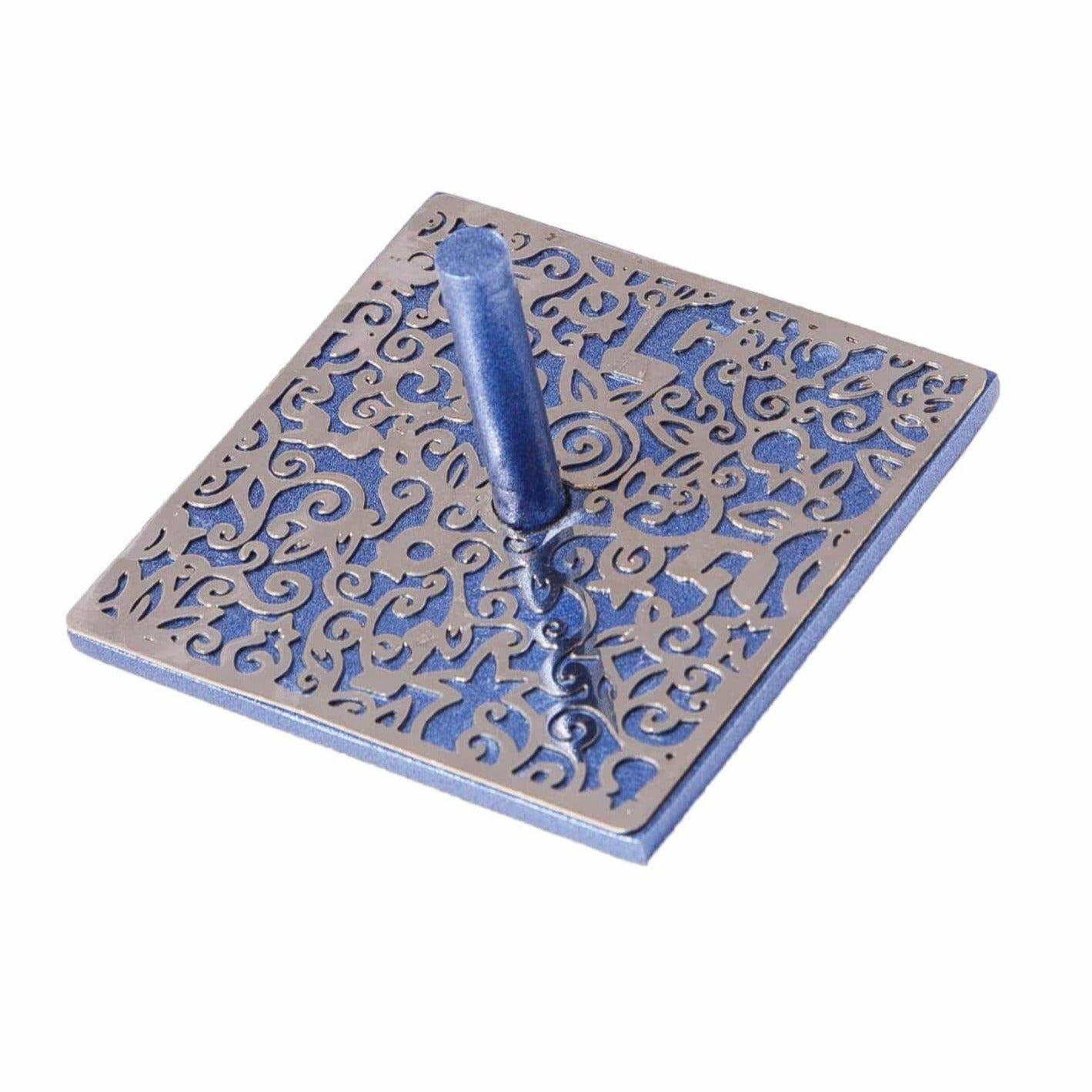 Anodized Aluminum Flat Dreidel with Metal Cutouts by Yair Emanuel - Blue、mySite、topwebapps