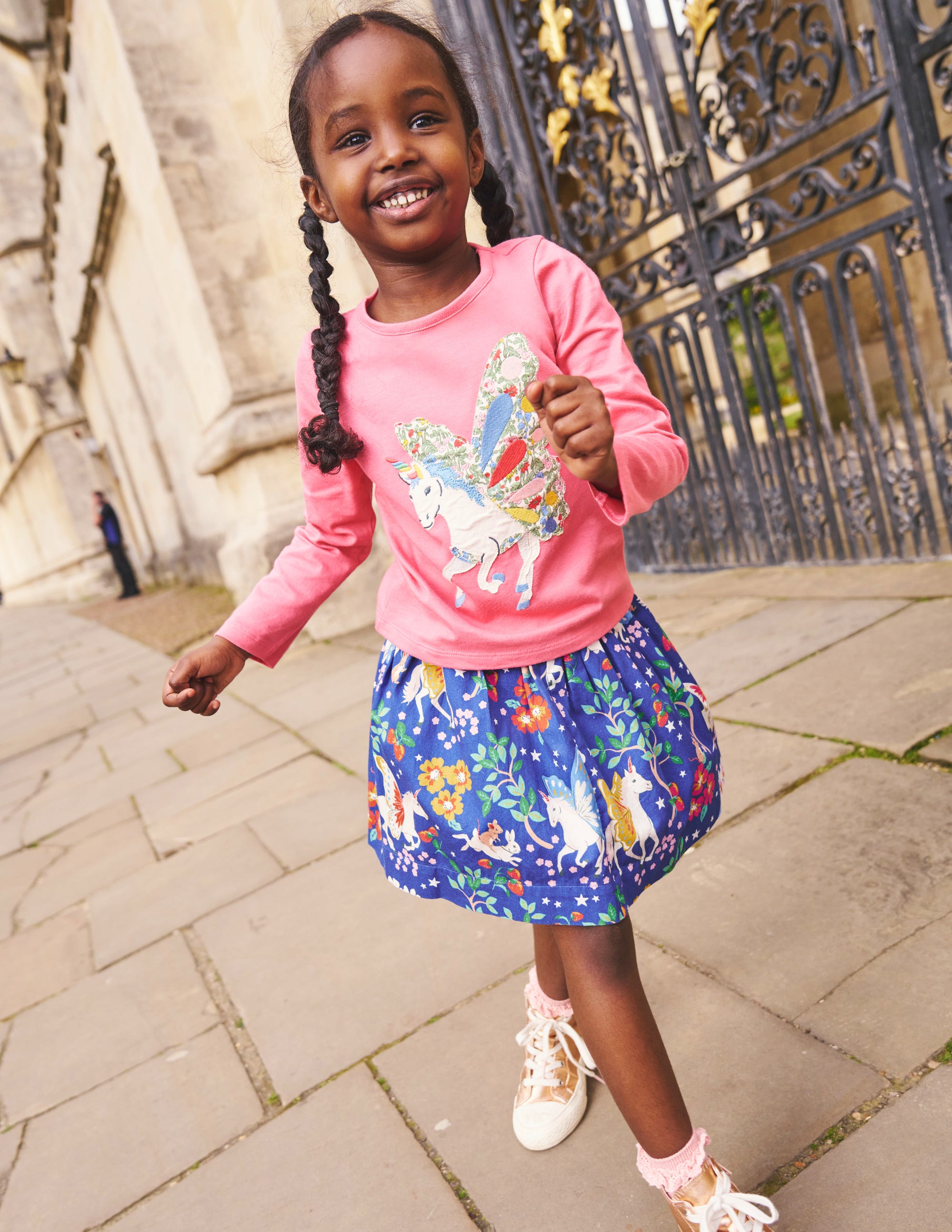  Printed Pull-On Twirly Skirt-Blue Enchanted Unicorn、mySite、ashleygrahame