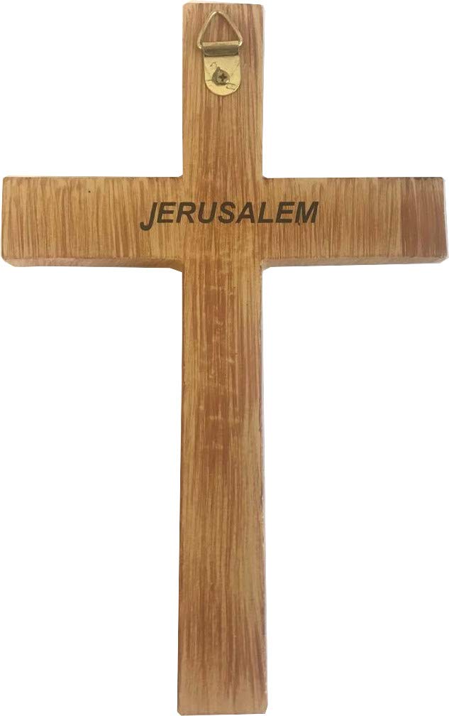 Holy Land Market Resin Cross - Olive Wood Tone - Very Smooth Wall Cross (7.6 Inches)、mySite、topwebapps