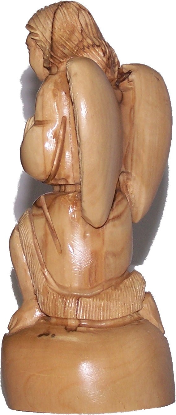  Small Praying kneeling Angel - carved in olive wood (13.5cm or 5.4 Inches)、mySite、elrpsem3k