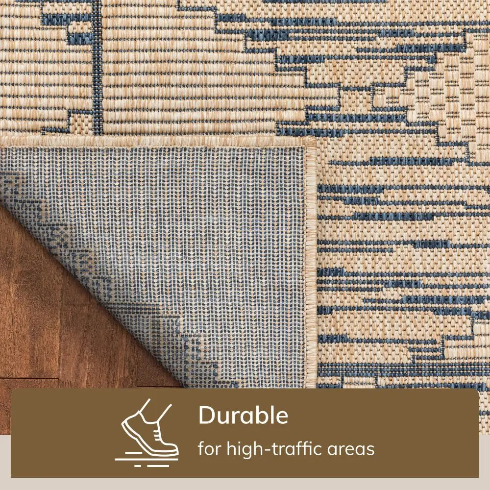 Vidar Trellis Diamond Pattern Indoor Outdoor Blue Beige Flatweave Rug、mySite、gigharbornorthrealestate