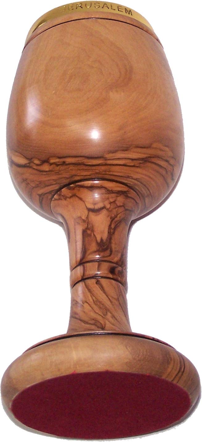Holy Land Market Goblet - Chalice - Dark Olive Wood (8.5 Inches Large) - Cup Insert (4 Ounces Capacity)、mySite、topwebapps