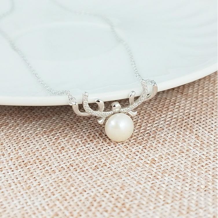 Deer Pearl Necklace and Earrings in 925 Sterling Silver、mySite、g9winljtr