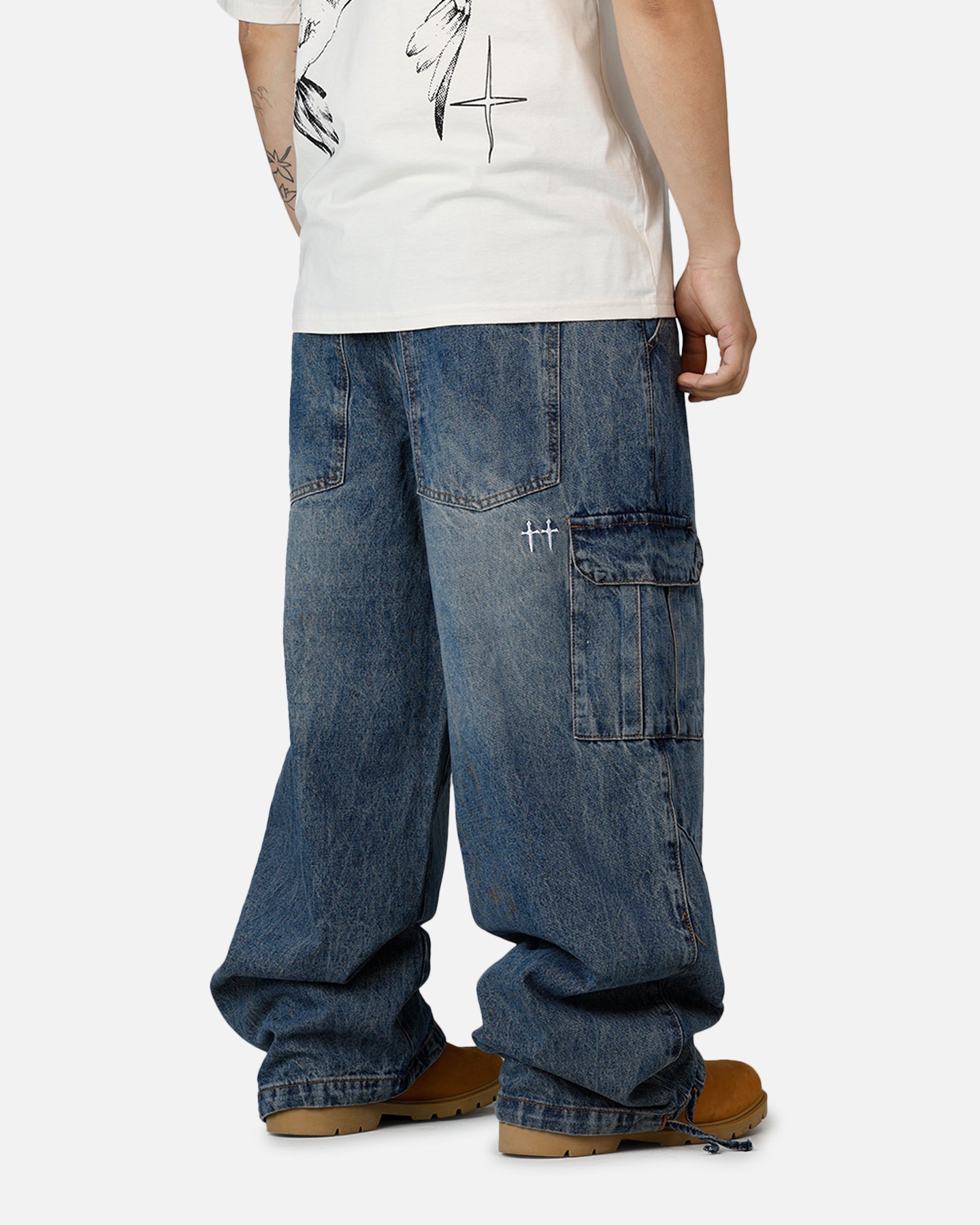 Saint Morta Gothic Denim Cargo Pants Dirty Denim、mySite、zt4zffjzw