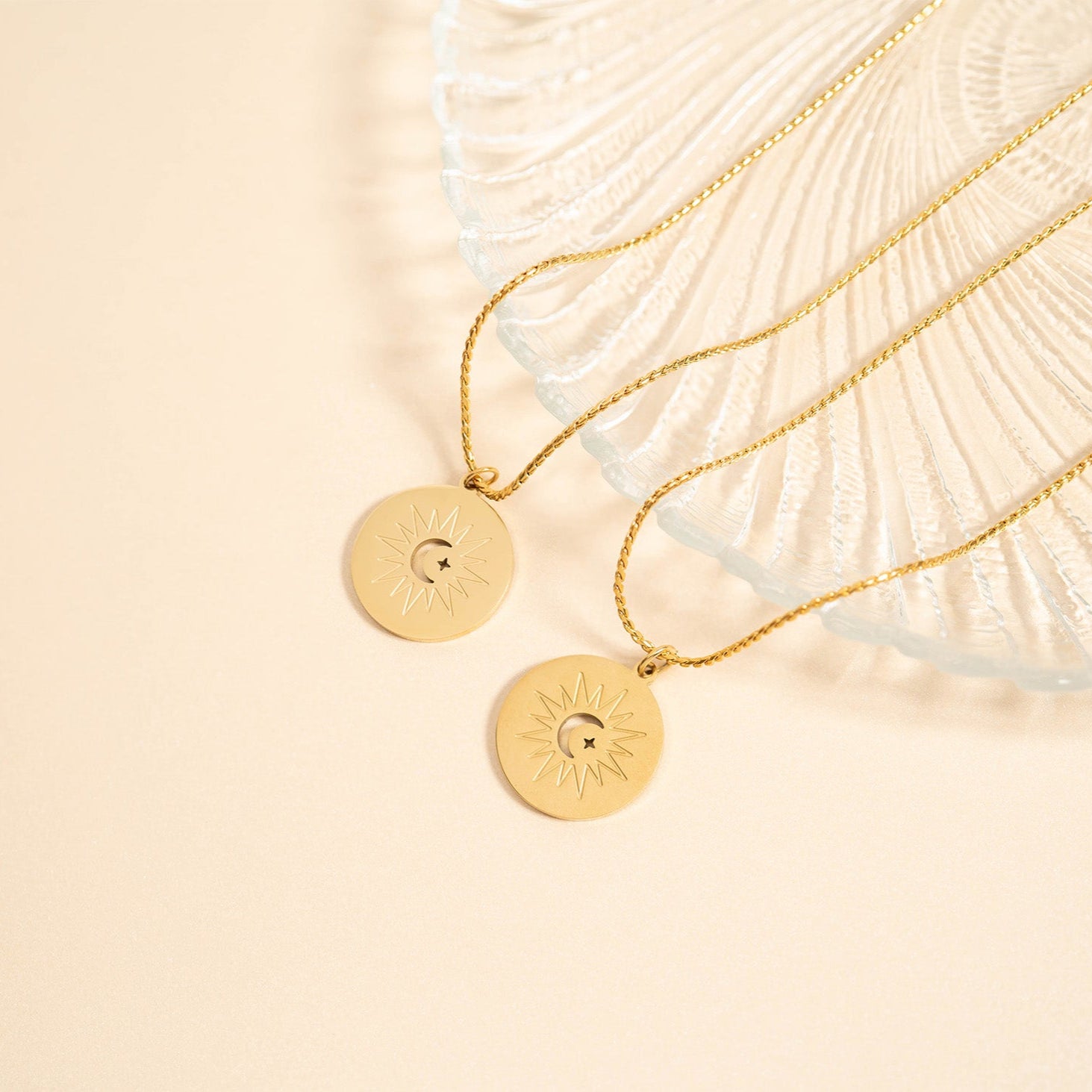 Stainless Steel Mom and Me Moon And Sun Necklace Set / BND0074、mySite、dreamappss