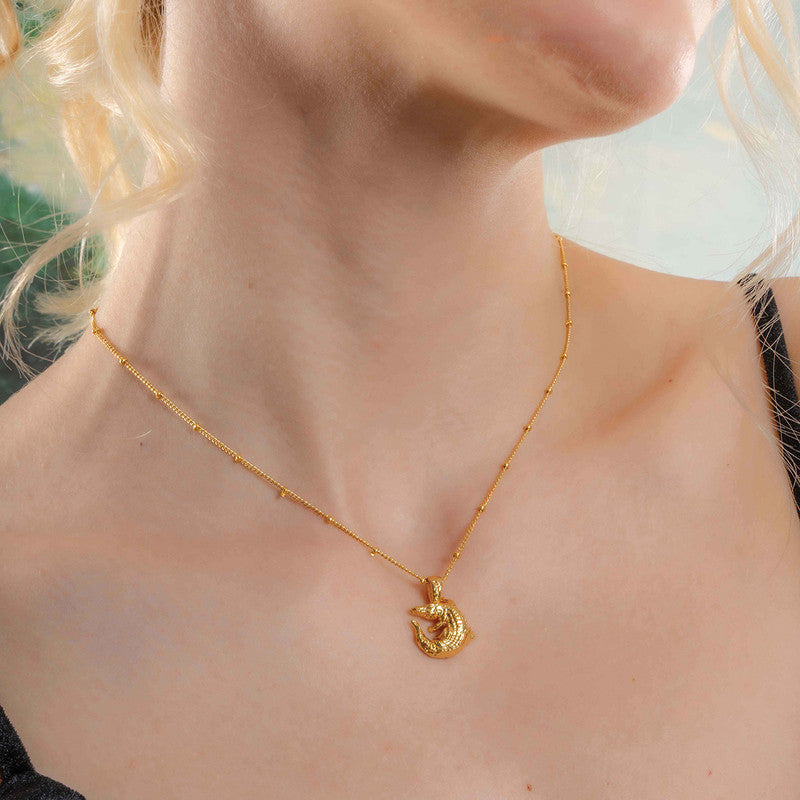 Croc Chain Charm Necklace | 14K Gold Plated、mySite、camillekostekn