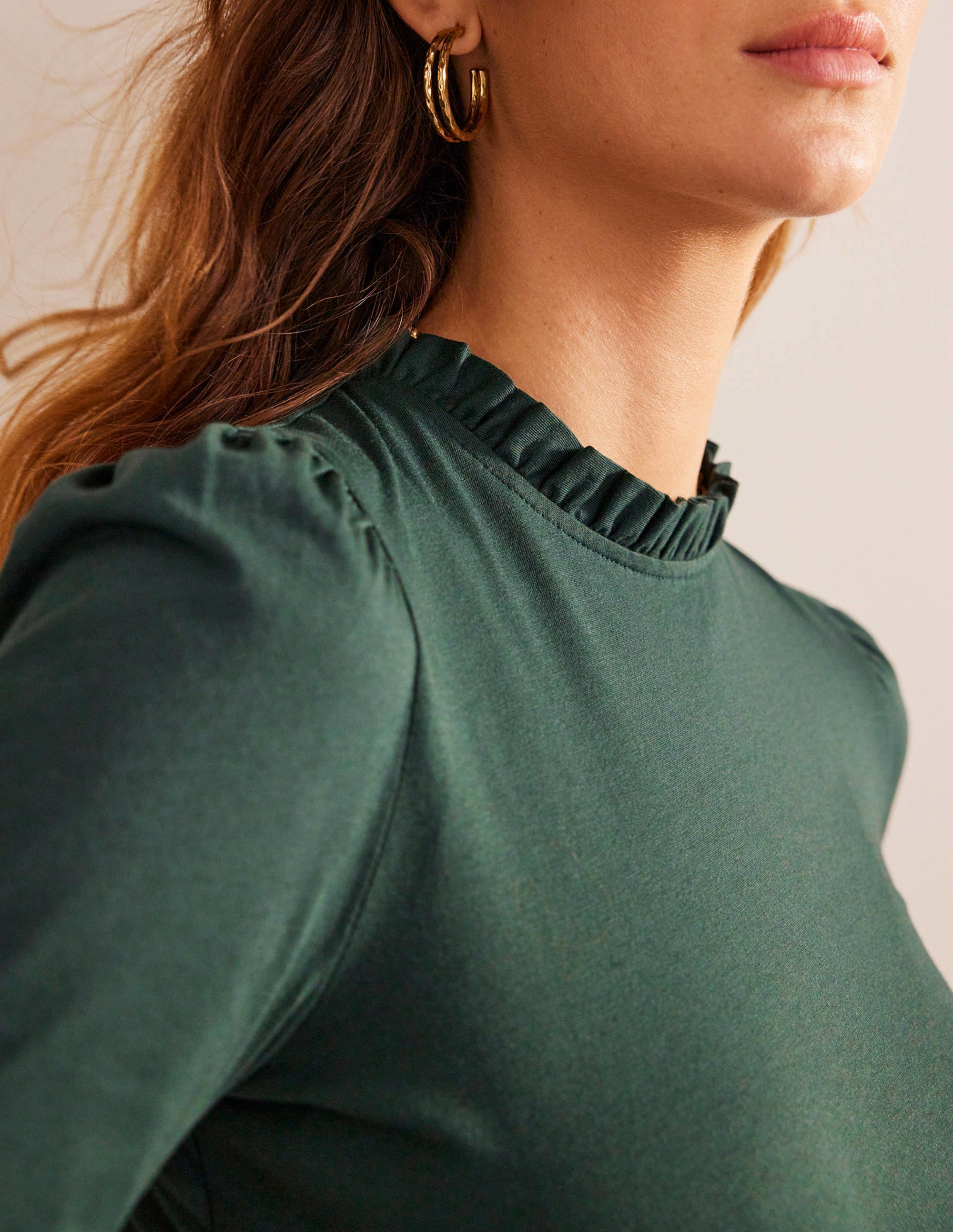  Supersoft Frill Detail T-shirt-Chatsworth Green、mySite、ashleygrahame