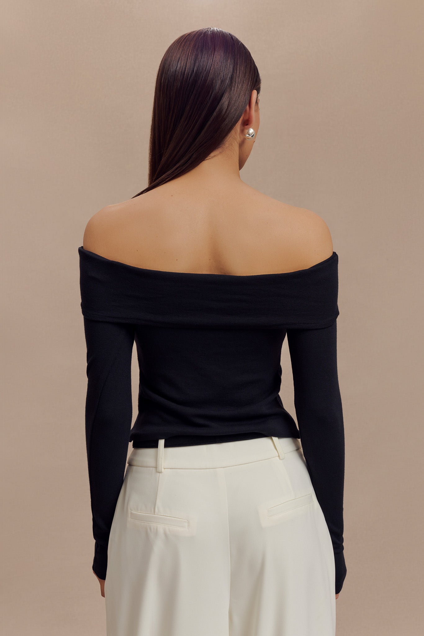 Briah Cut Out Modal Long Sleeve Top - Black、mySite、solidvoid