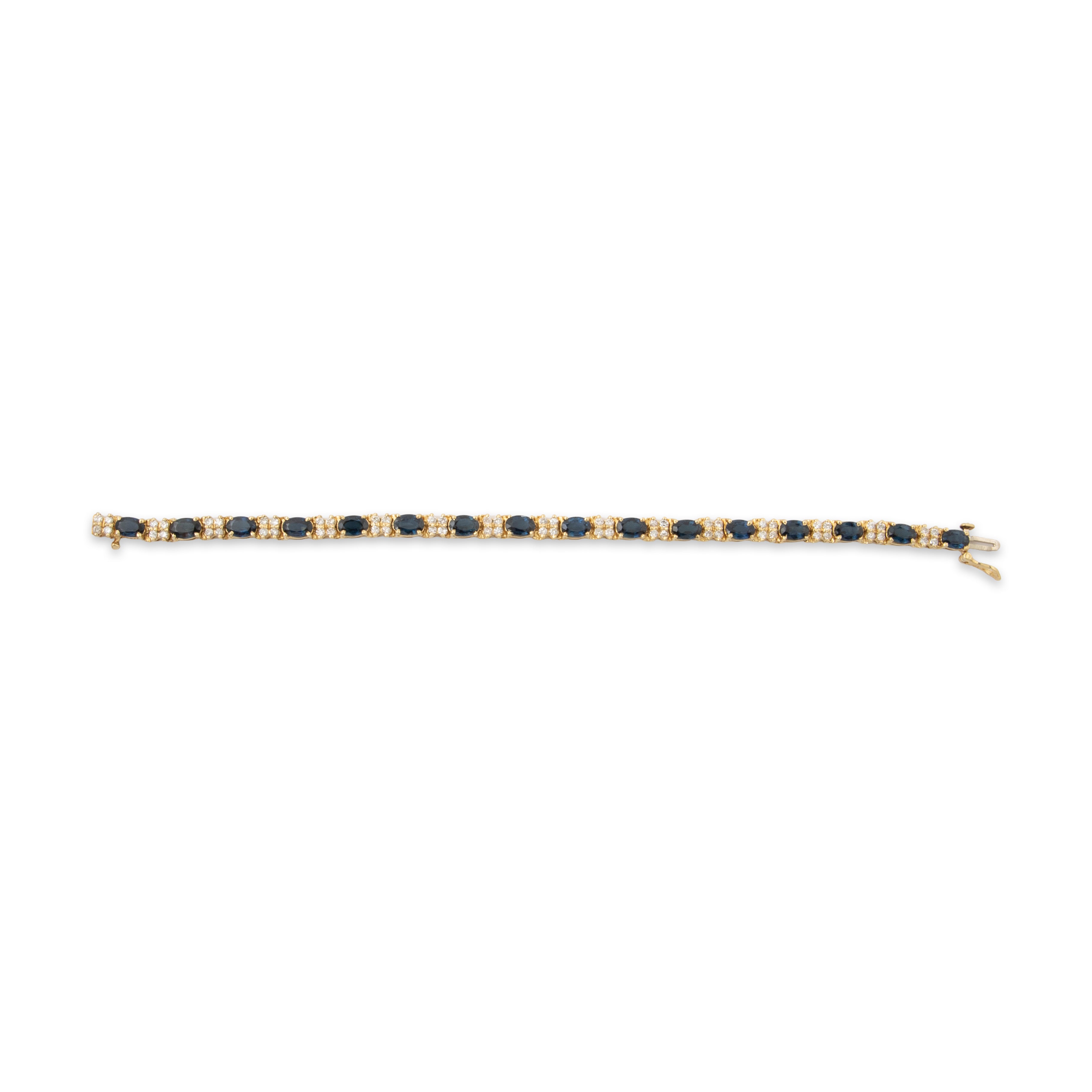 Vintage 14k Yellow Gold 7.68cttw Sapphire 1.15cttw Diamond Tennis Bracelet 6.5、mySite、hinf8tx79