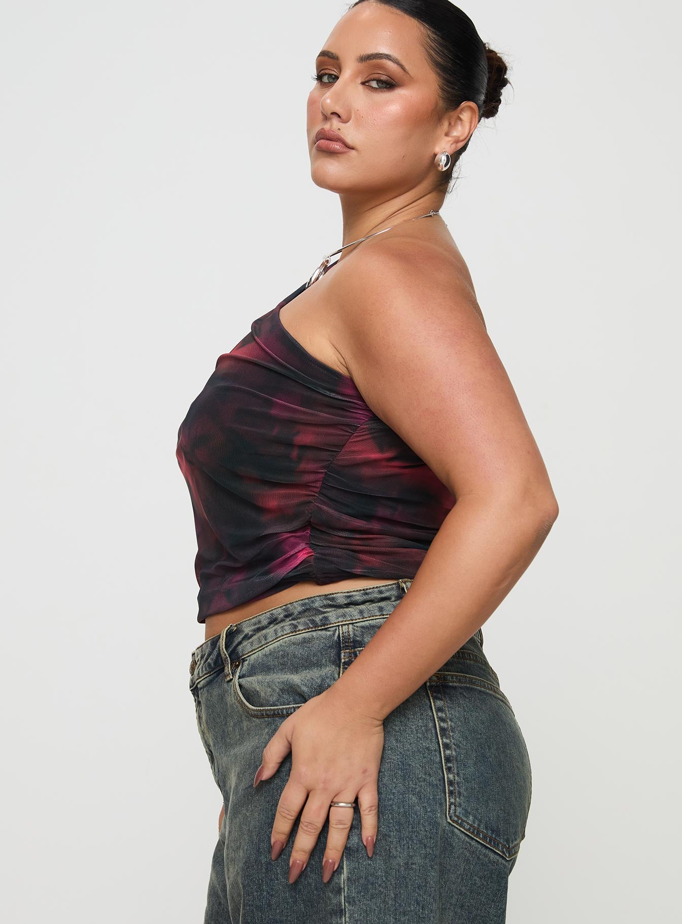 Annem One Shoulder Top Black / Red Curve、mySite、solidvoid