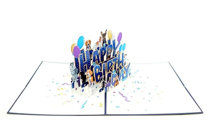 Dogs Happy Birthday 3D Pop-Up Card Dog Lovers、mySite、g9winljtr