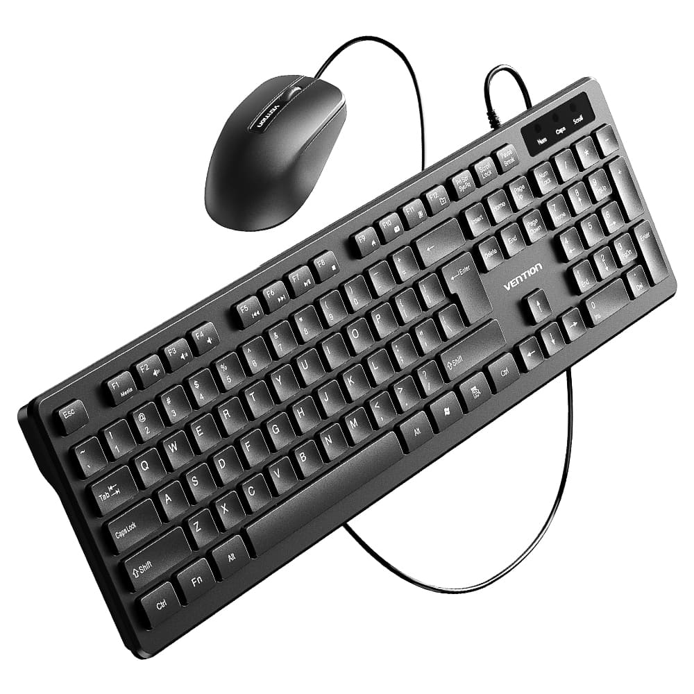 Vention USB Wired Full-Sized Keyboard and Mouse Combo Black Slim Type - US English Layout、mySite、fannypackpong