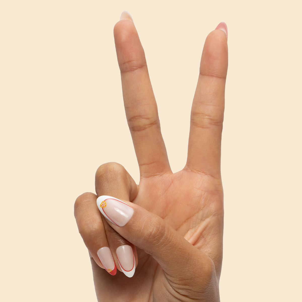 I Heart Pizza French - Press-On | Medium | Almond、mySite、solidvoid