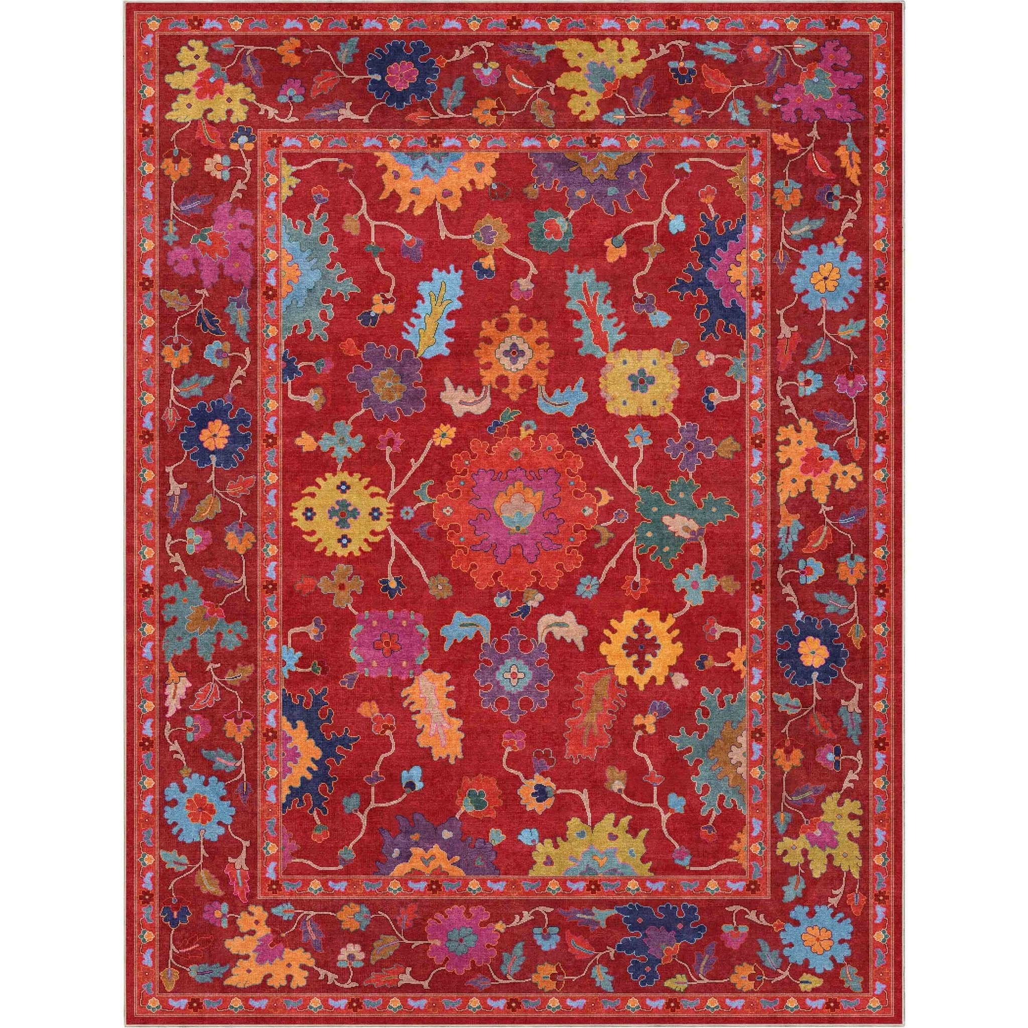 Bodrum Vintage Bohemian Floral Rug for Living Room Bedroom Dining Room ,Easy Clean、mySite、gigharbornorthrealestate