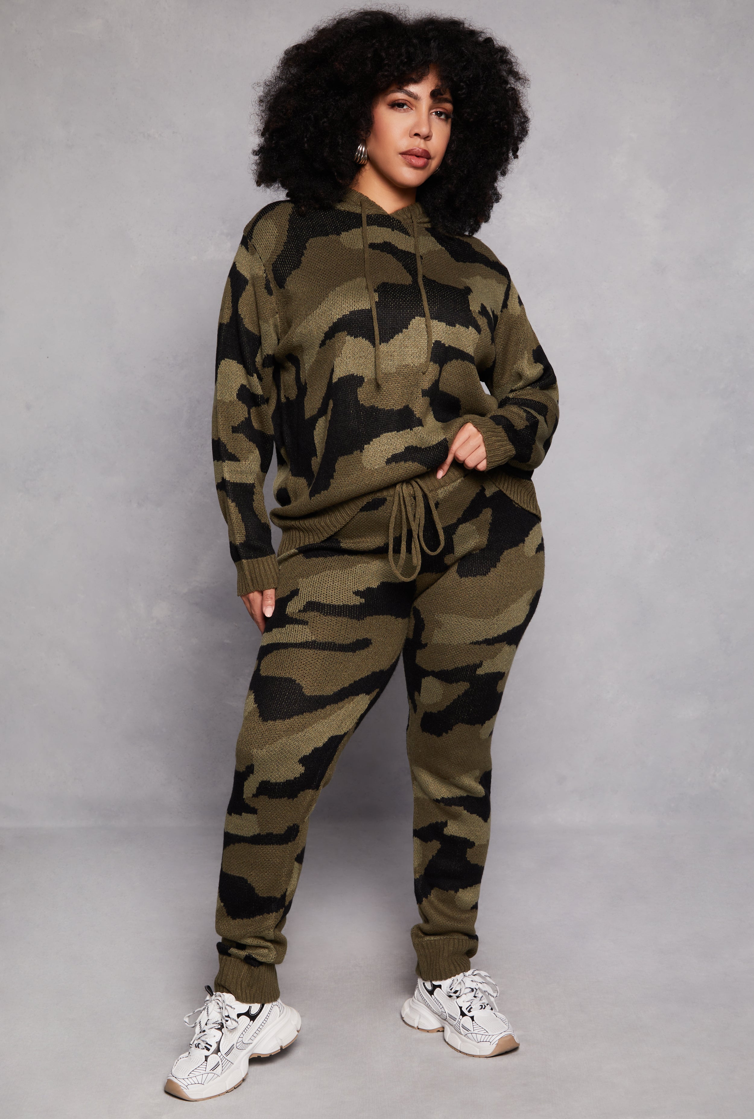 Plus Size Camo Knit Joggers、mySite、camillekostekn