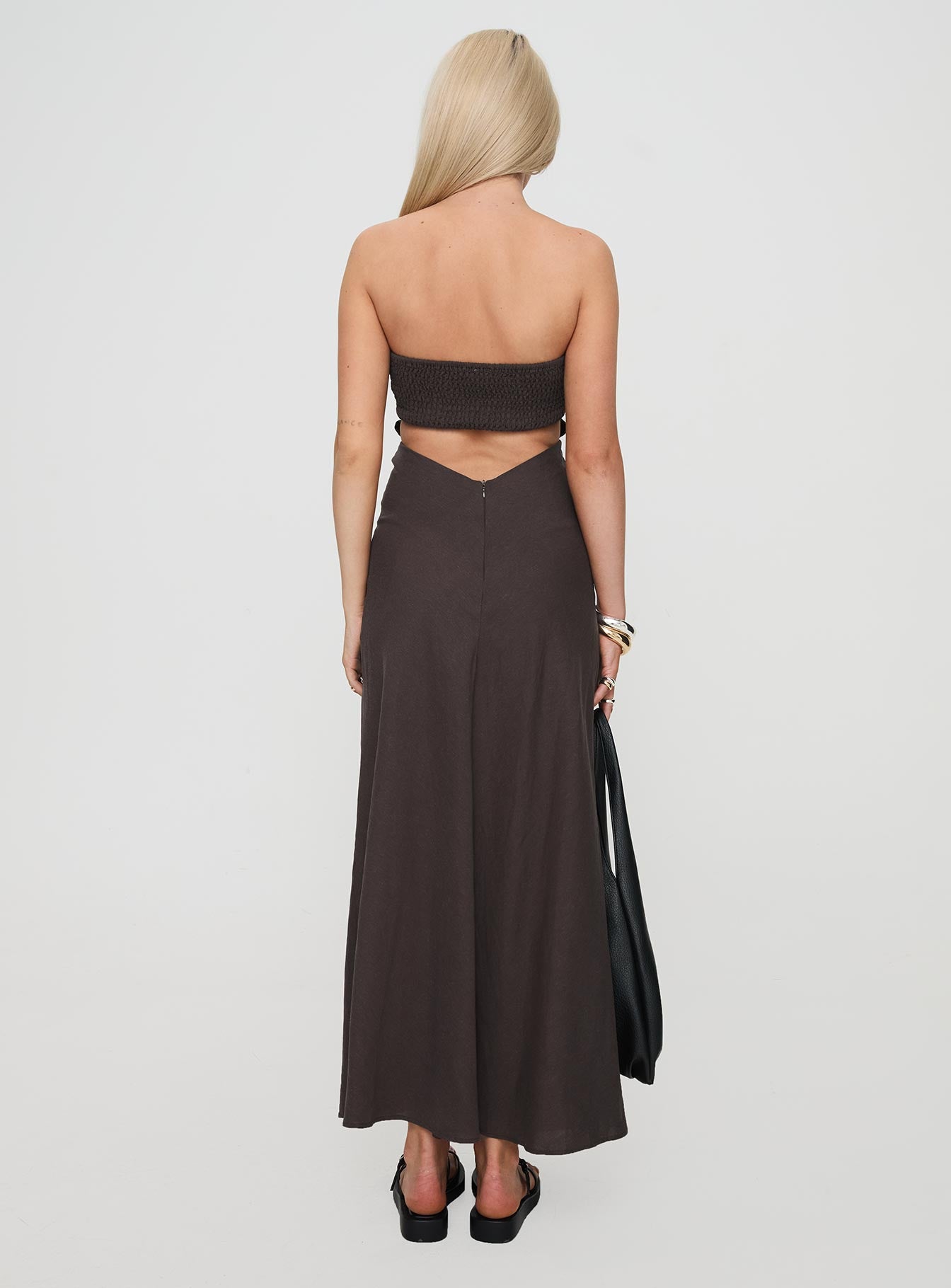 Yahir Strapless Maxi Dress Brown、mySite、solidvoid