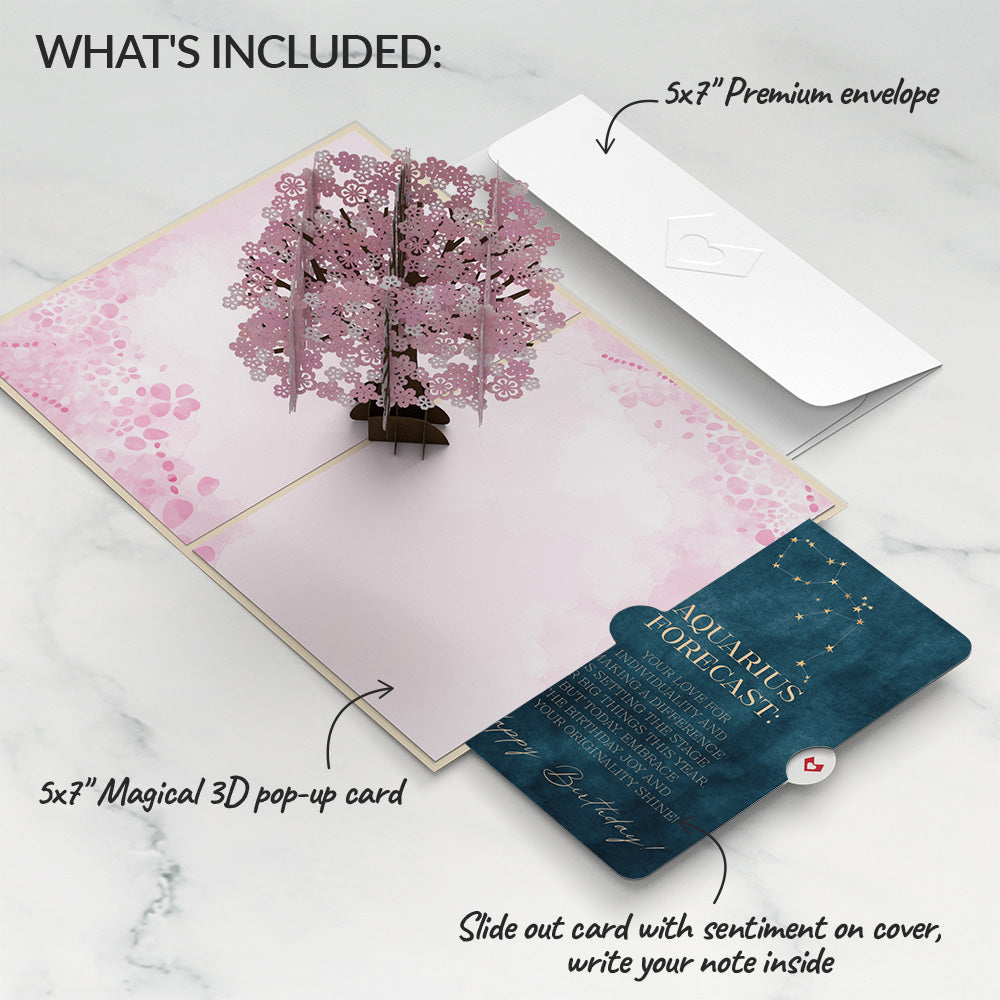 Cherry Blossom Birthday Pop-Up Card and Aquarius Zodiac Sentiment Set、mySite、solidvoid