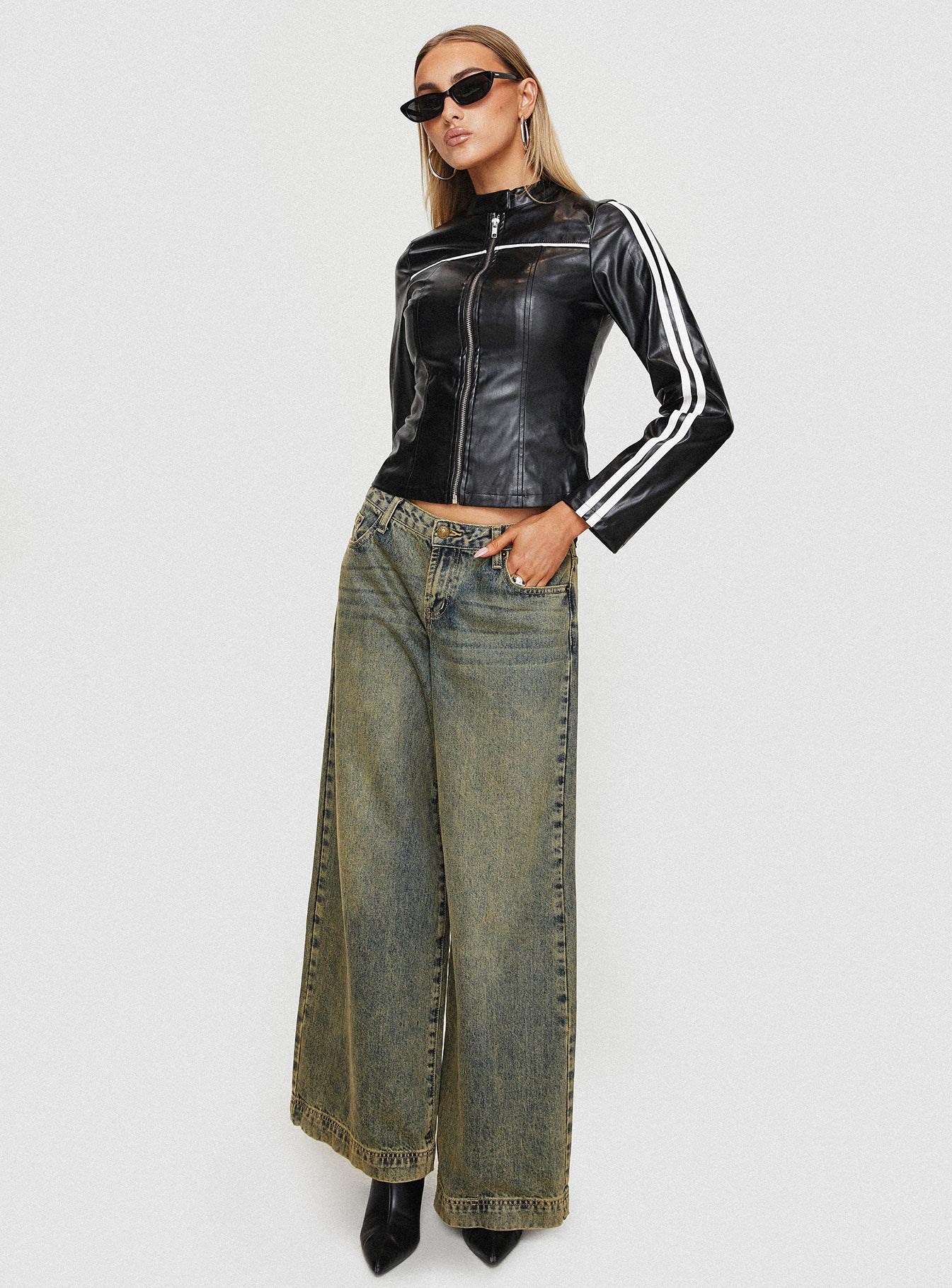 Lowgan Faux Leather Jacket Black、mySite、solidvoid