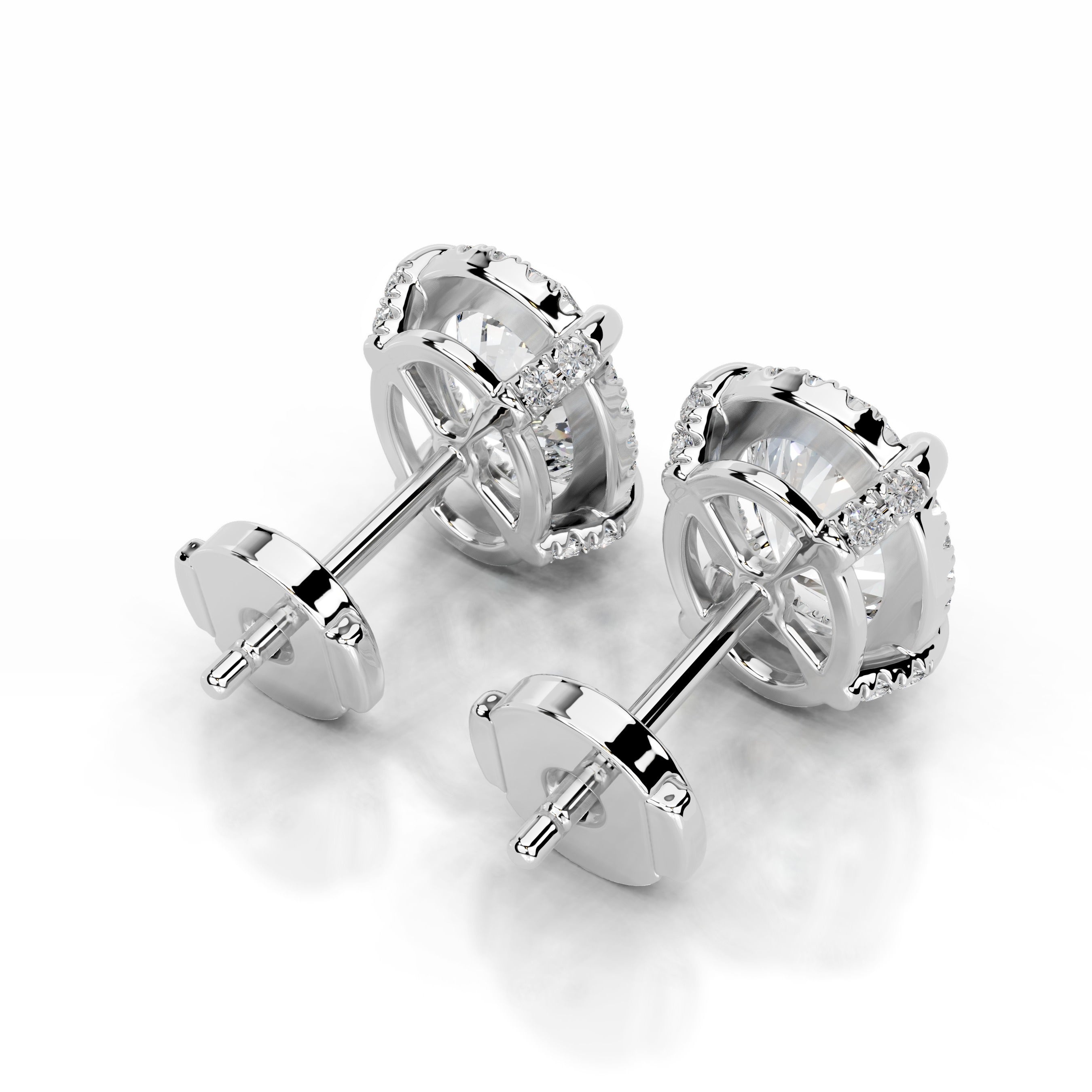 Ophelia Diamond Halo Earrings - 18K White Gold、mySite、hinf8tx79