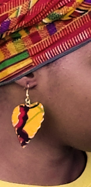 Golden Yellow African Print Earrings-DP3745ER、mySite、solidvoid