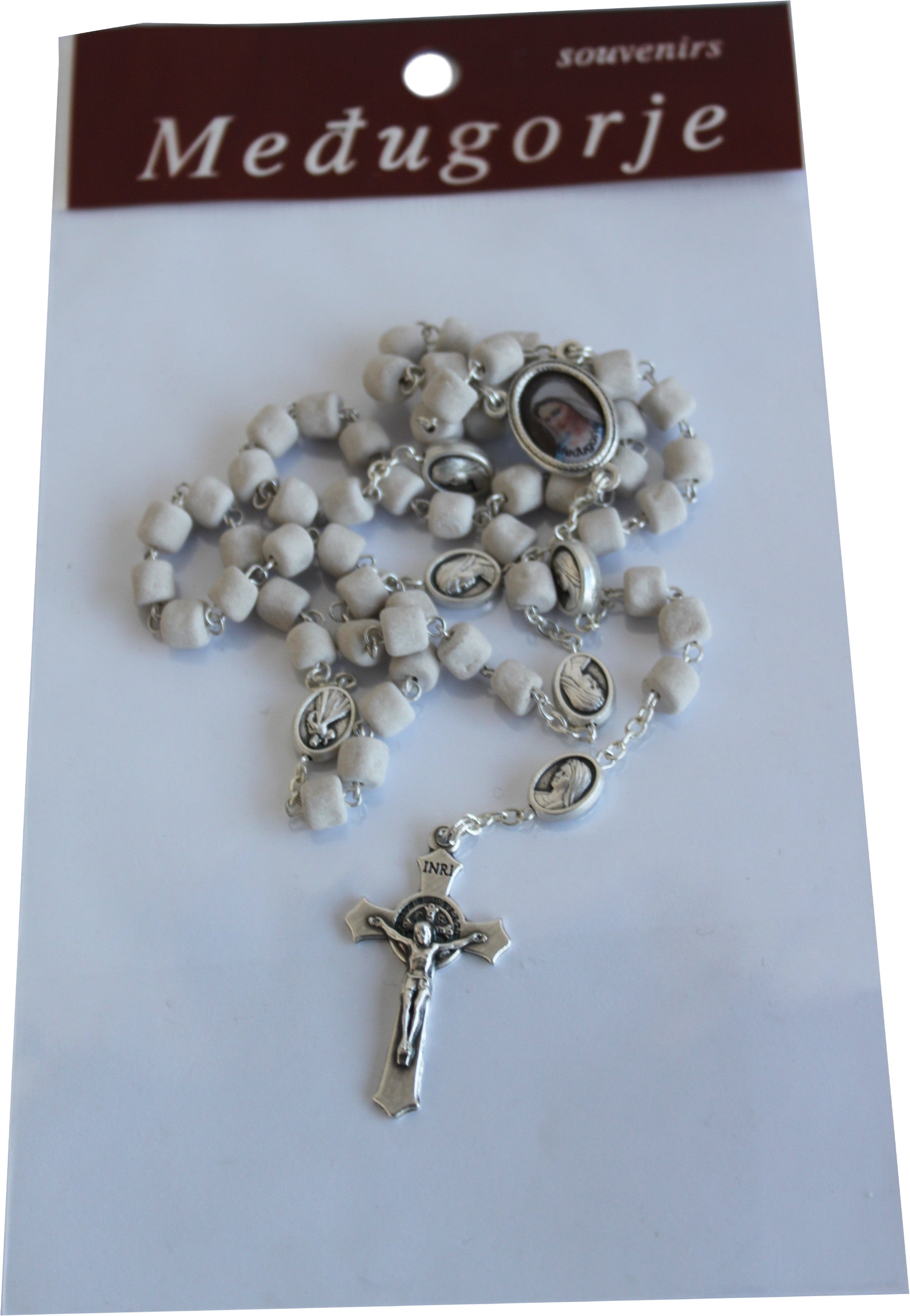  MEDJUGORJE - Rosary made from Apparition hill directly from MEDUGORJE. ( 20 inches long ) - silver cross、mySite、elrpsem3k