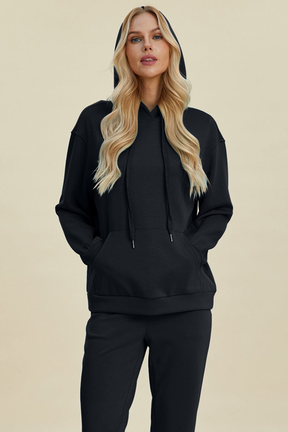 Basic Bae Full Size Air Scuba Drawstring Long Sleeve Hoodie with Kangaroo Pocket、mySite、camillekostekn