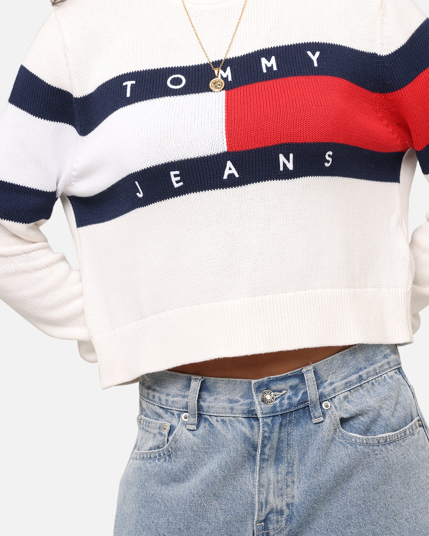Tommy Jeans Women's Center Flag Sweater Ancient White、mySite、zt4zffjzw