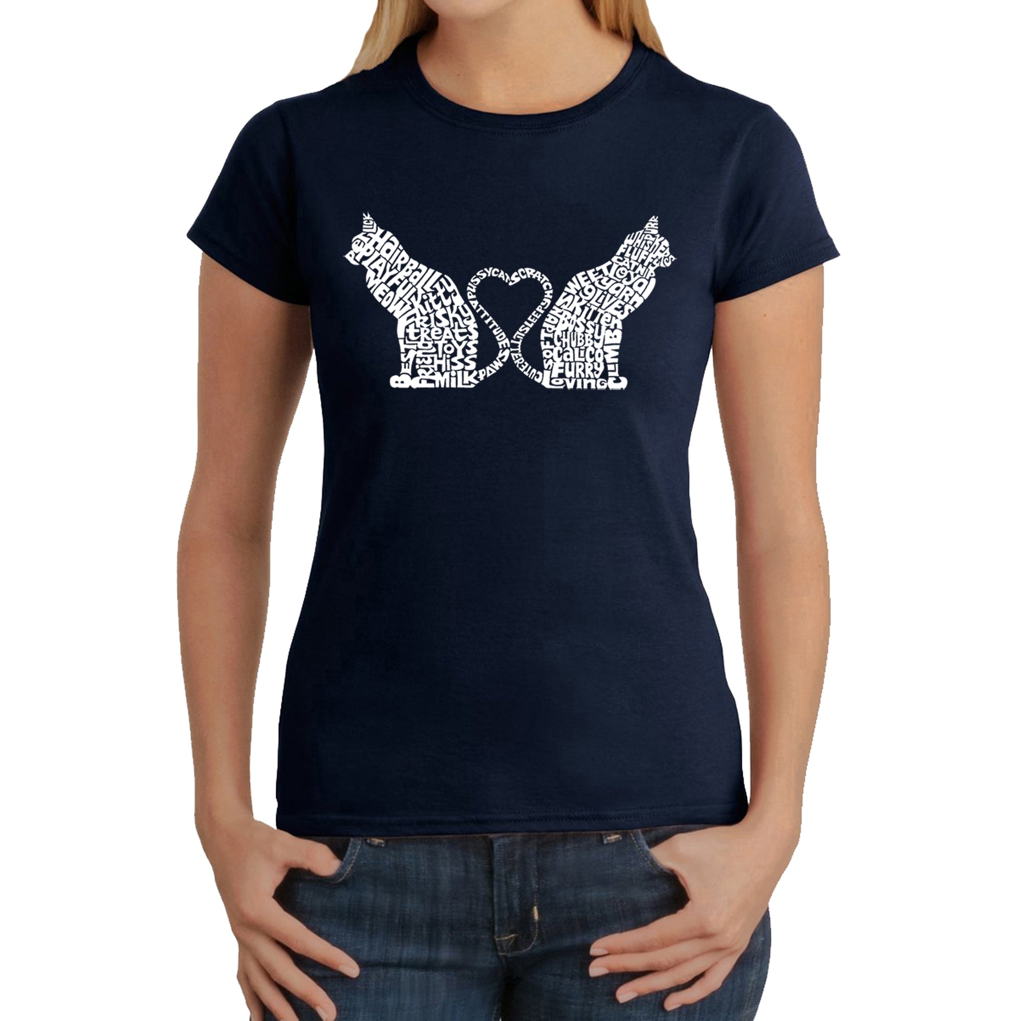 Cat Tail Hearts - Women's Word Art T-Shirt、mySite、camillekostekn