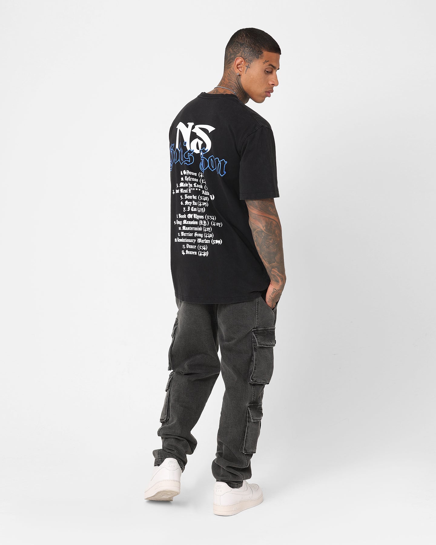 Nas Gods Son Black T-Shirt Washed Black、mySite、zt4zffjzw
