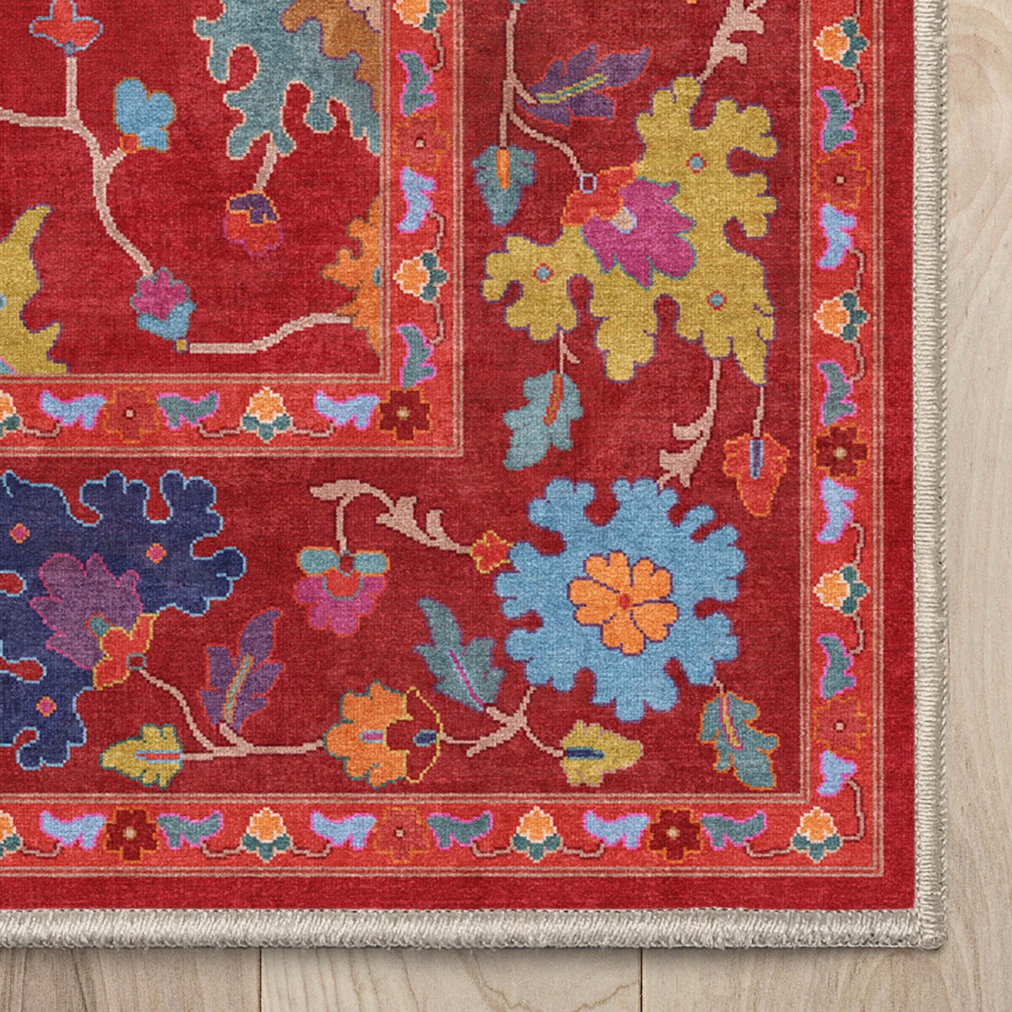 Bodrum Vintage Bohemian Floral Rug for Living Room Bedroom Dining Room ,Easy Clean、mySite、gigharbornorthrealestate