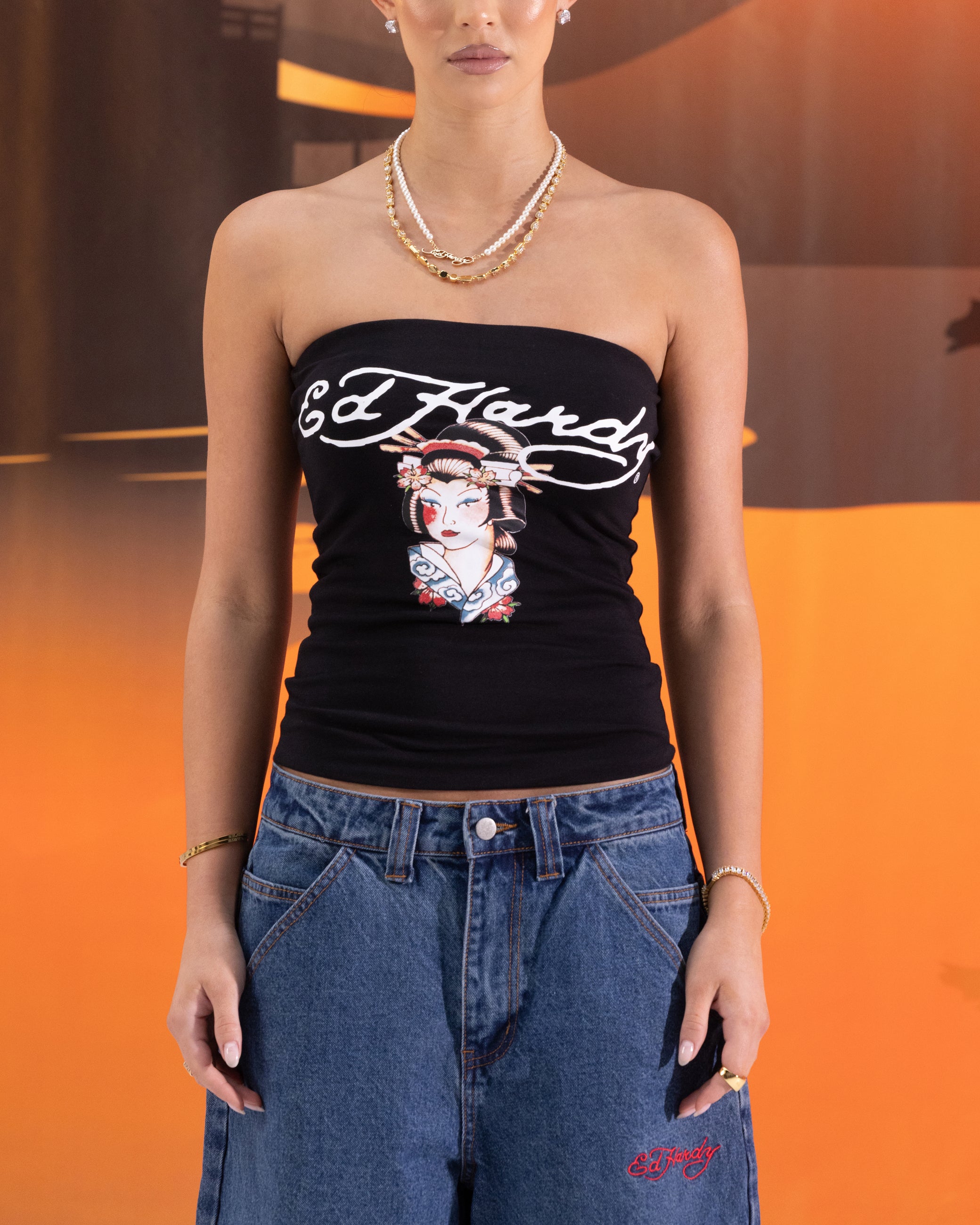 Ed Hardy Women's Geisha Boob Tube Black、mySite、zt4zffjzw