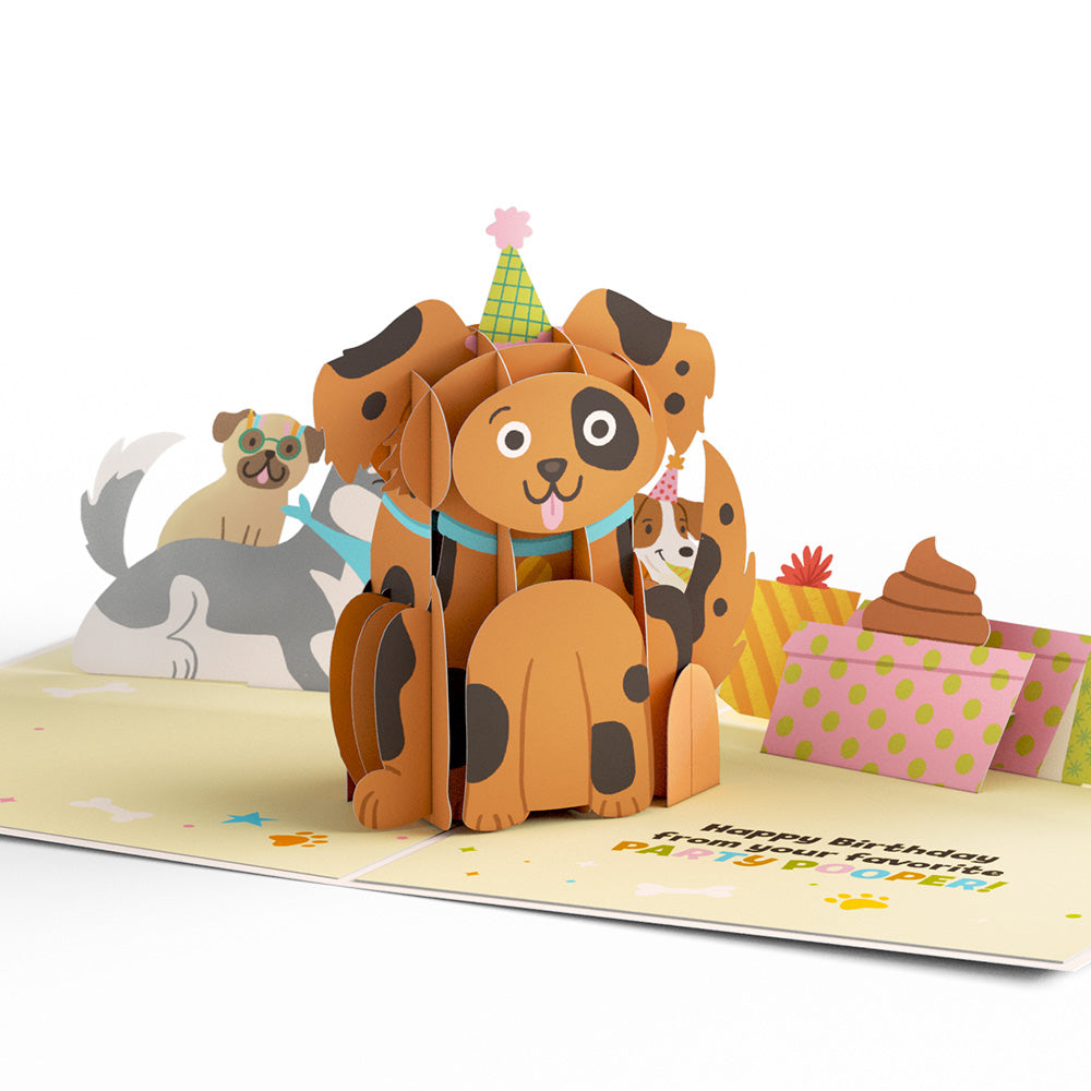 Happy Birthday from Your Favorite Party Pooper Dog Pop-Up Card、mySite、solidvoid