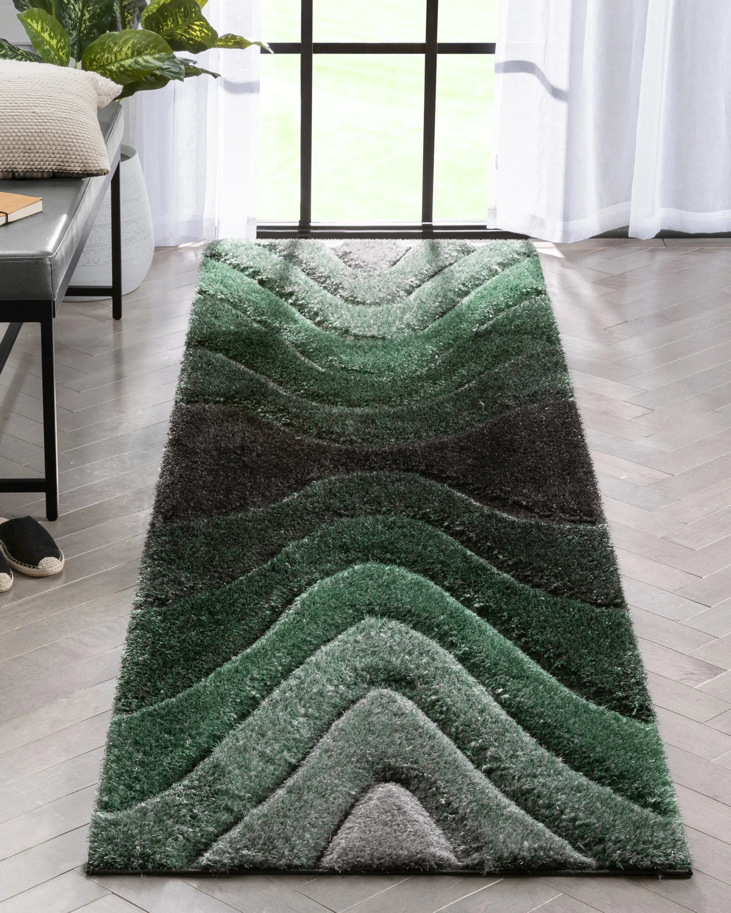 Luz Modern Geometric Green 3D Textured Thick & Soft Shag Rug、mySite、gigharbornorthrealestate