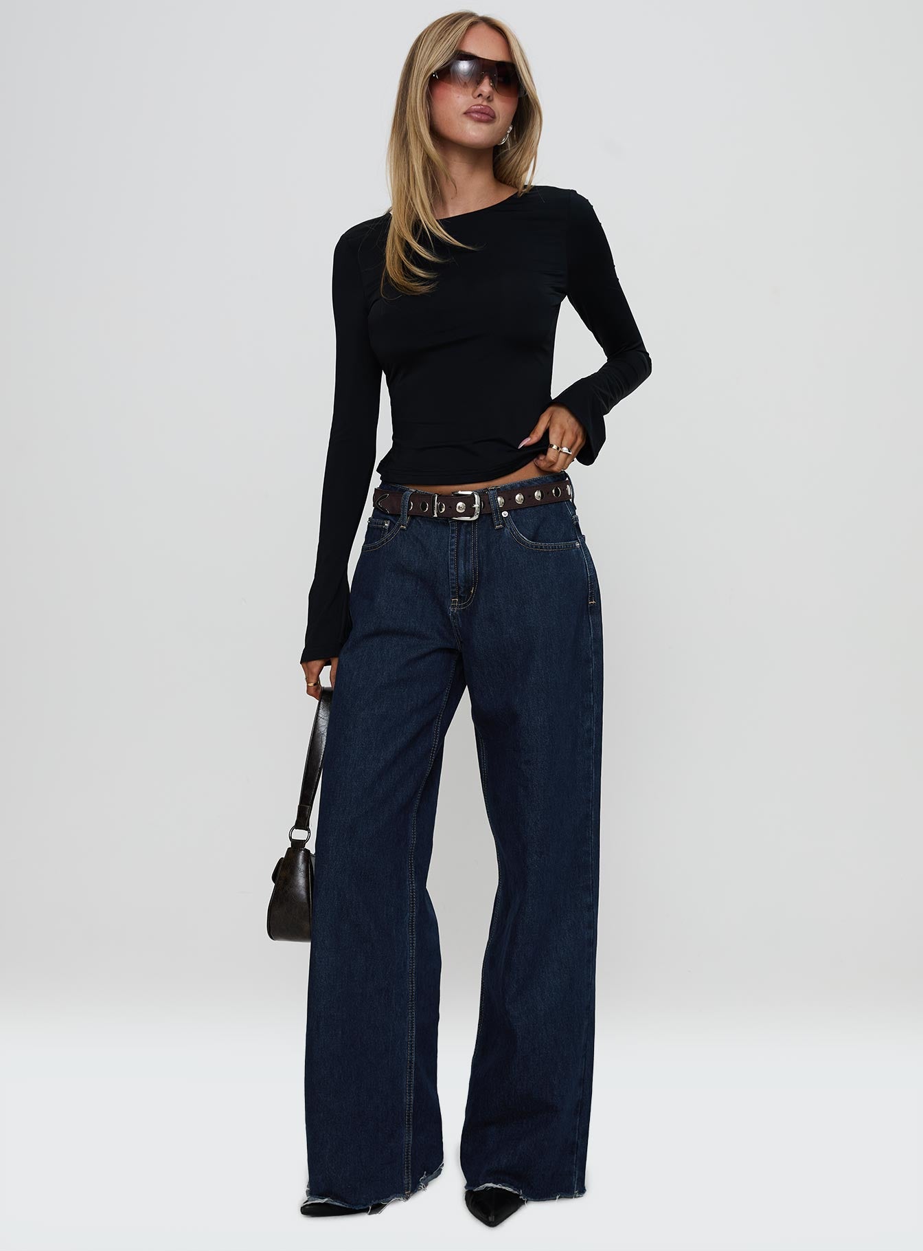 Harpur Long Sleeve Backless Top Black、mySite、solidvoid