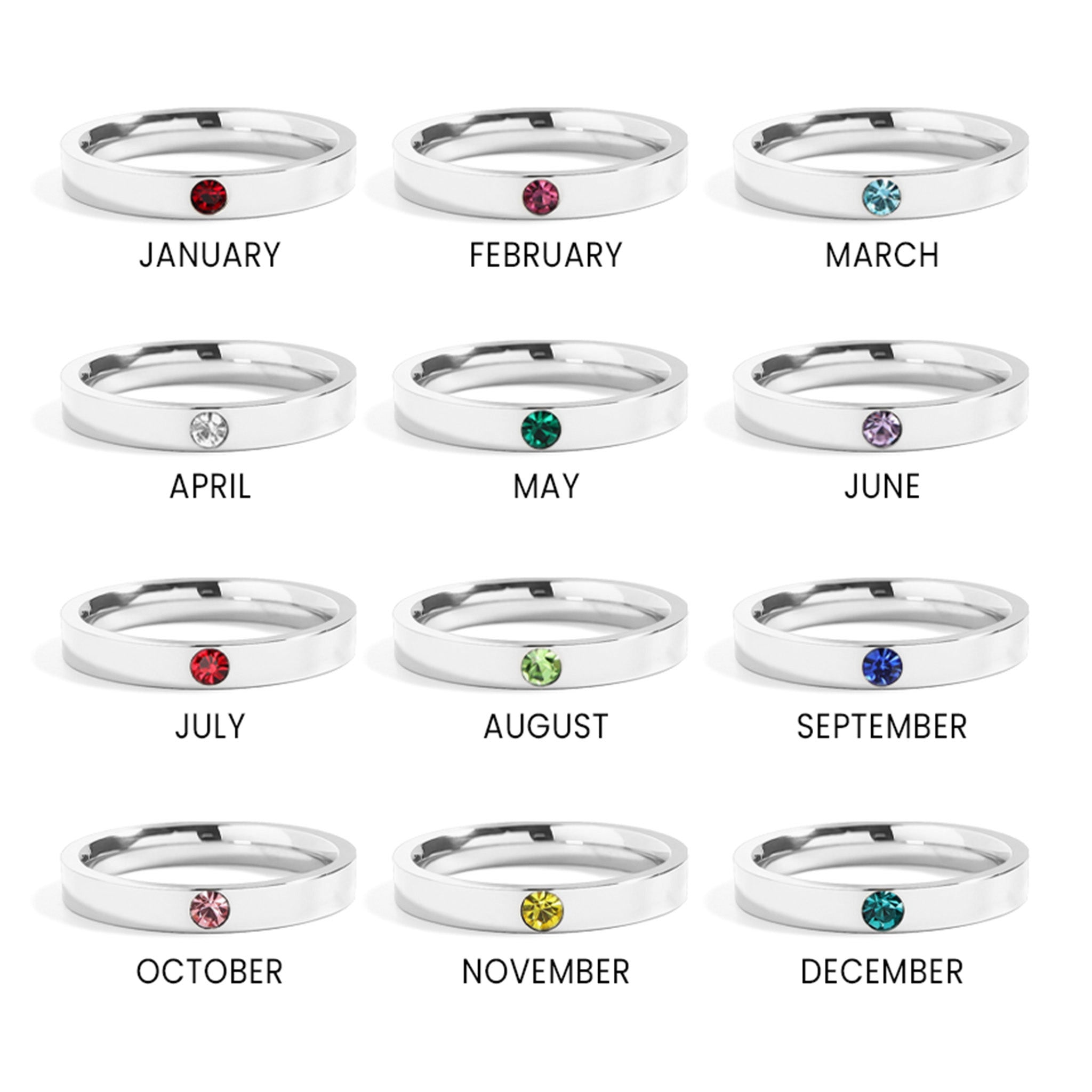 Stainless Steel Birthstone Engravable Stacking Ring / ZRJ1003、mySite、dreamappss